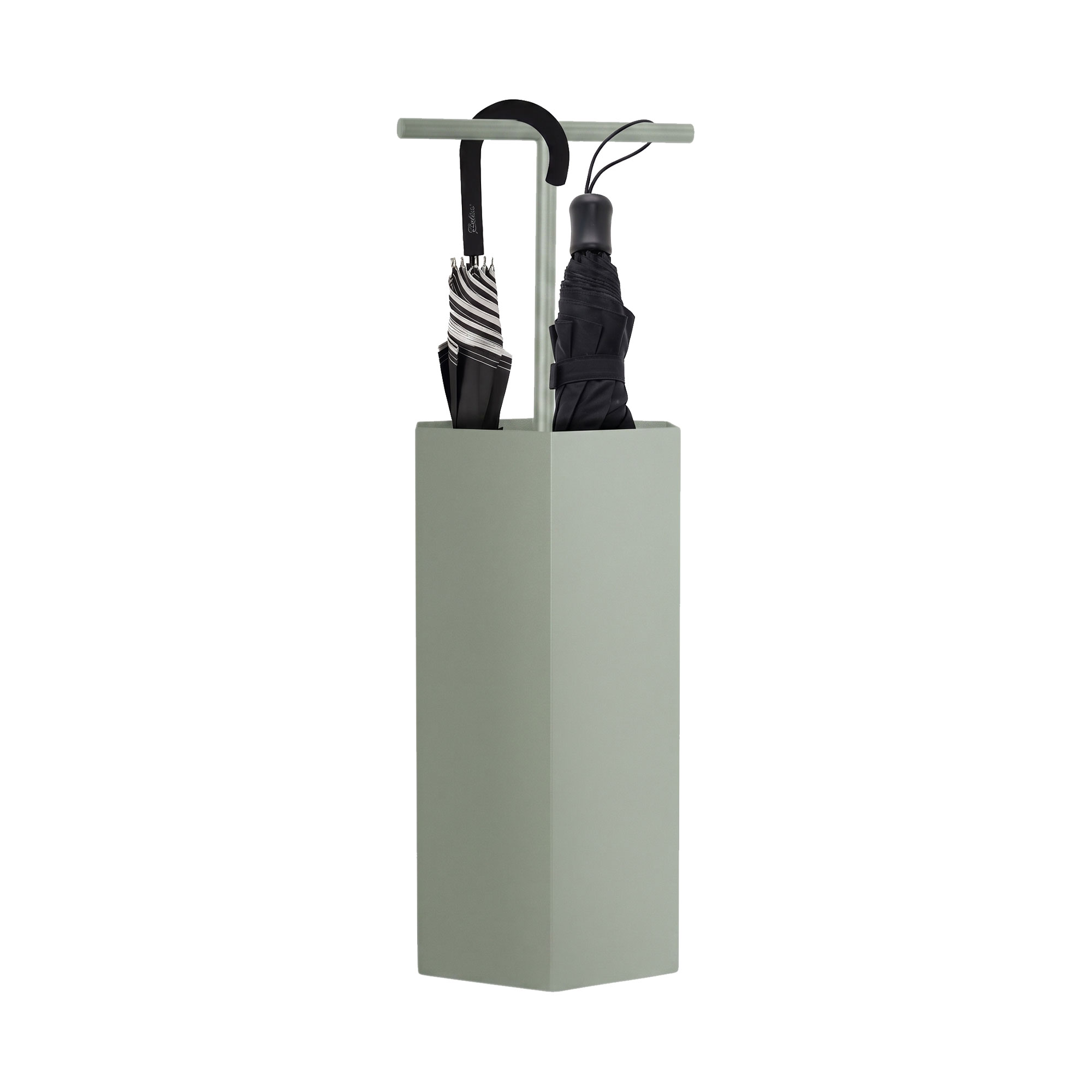 Ohm - Porte-parapluie Design 25 X 72 X 22 Cm Avec Fente D'Évacuation D'Eau, En Métal Sauge