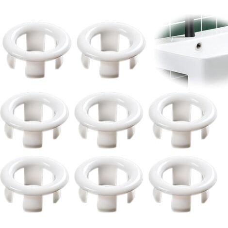8pcs Anneau De Débordement D'évier - Anneau Bouchon De Trop-plein, Garniture Évier De Trou Rond, Couvercle Anneau De Trop-plein De Lavabo Salle De Bain(blanc)
