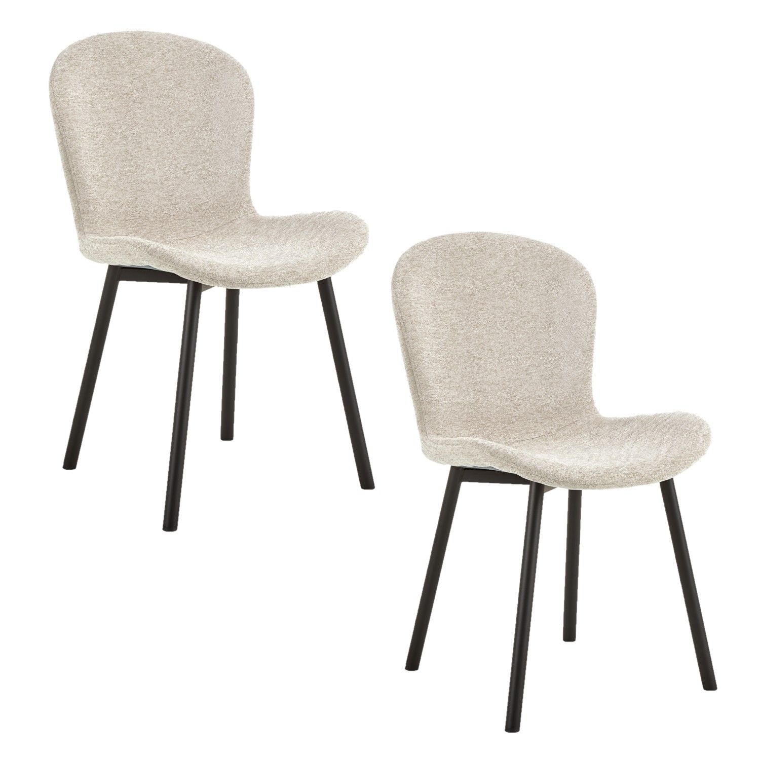 Lot De 2 Chaises De Salle À Manger En Tissu Et Acier Esra