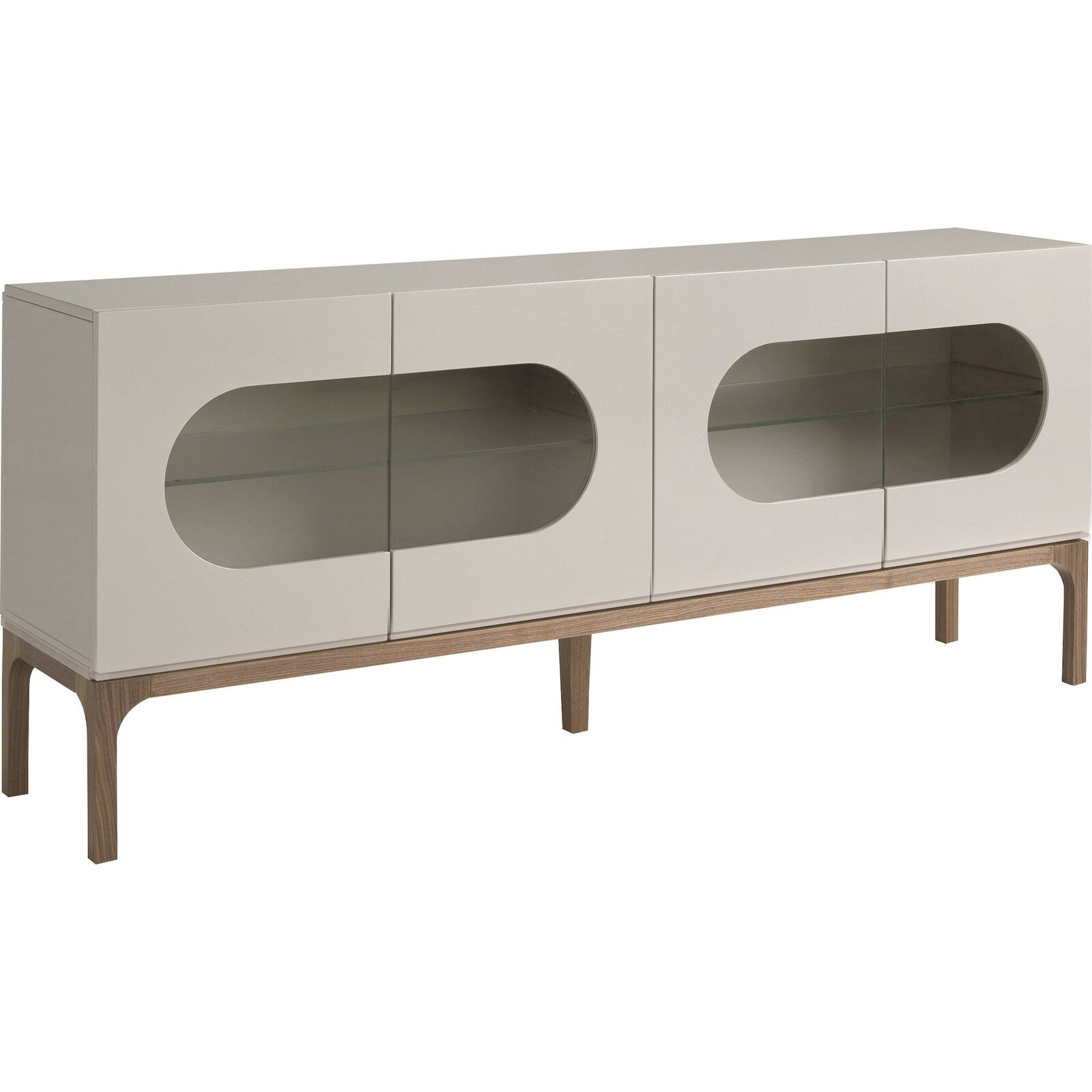 Buffet Gris Éclairage Led Angel Cerda 180cm - Gris Cendré Avec Nuances Noyer