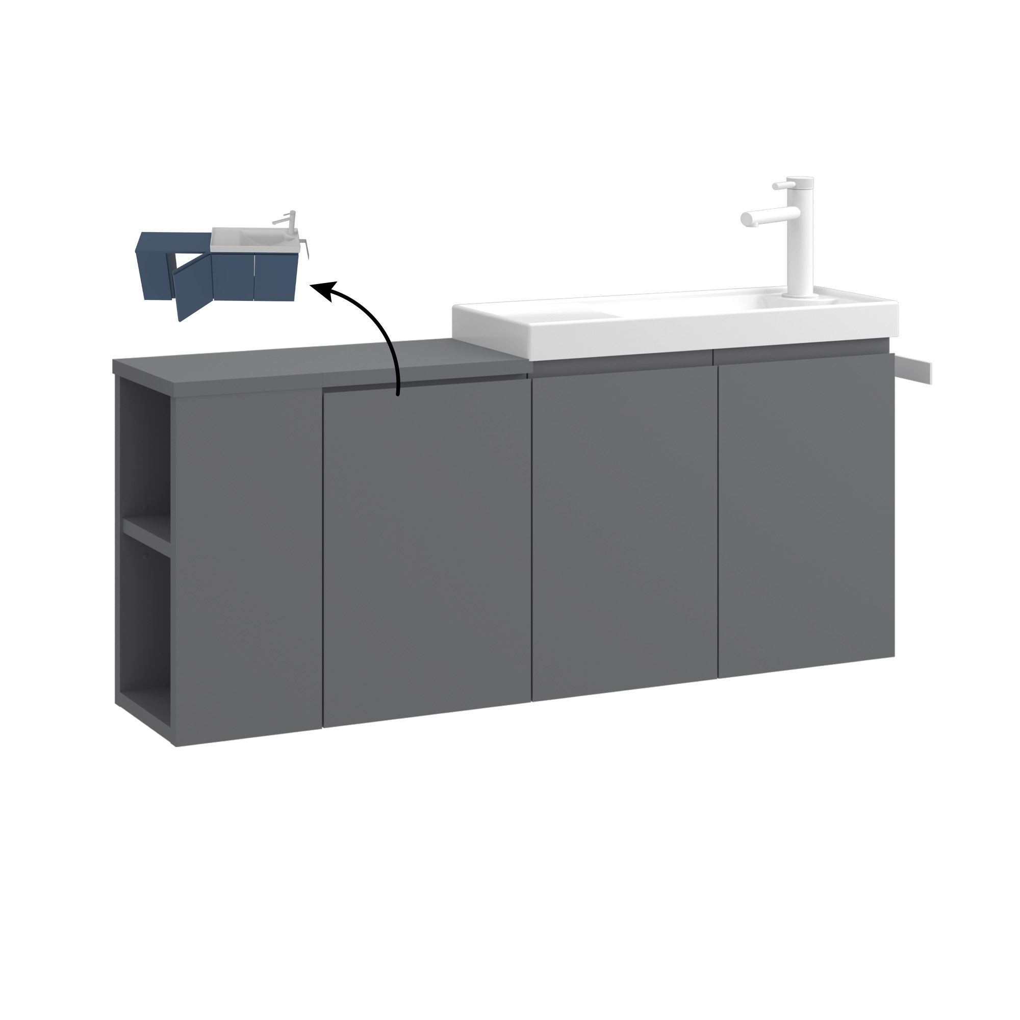 Meuble Vasque "ferla 110" - 110 X 22 X 45 Cm - Matte Grey