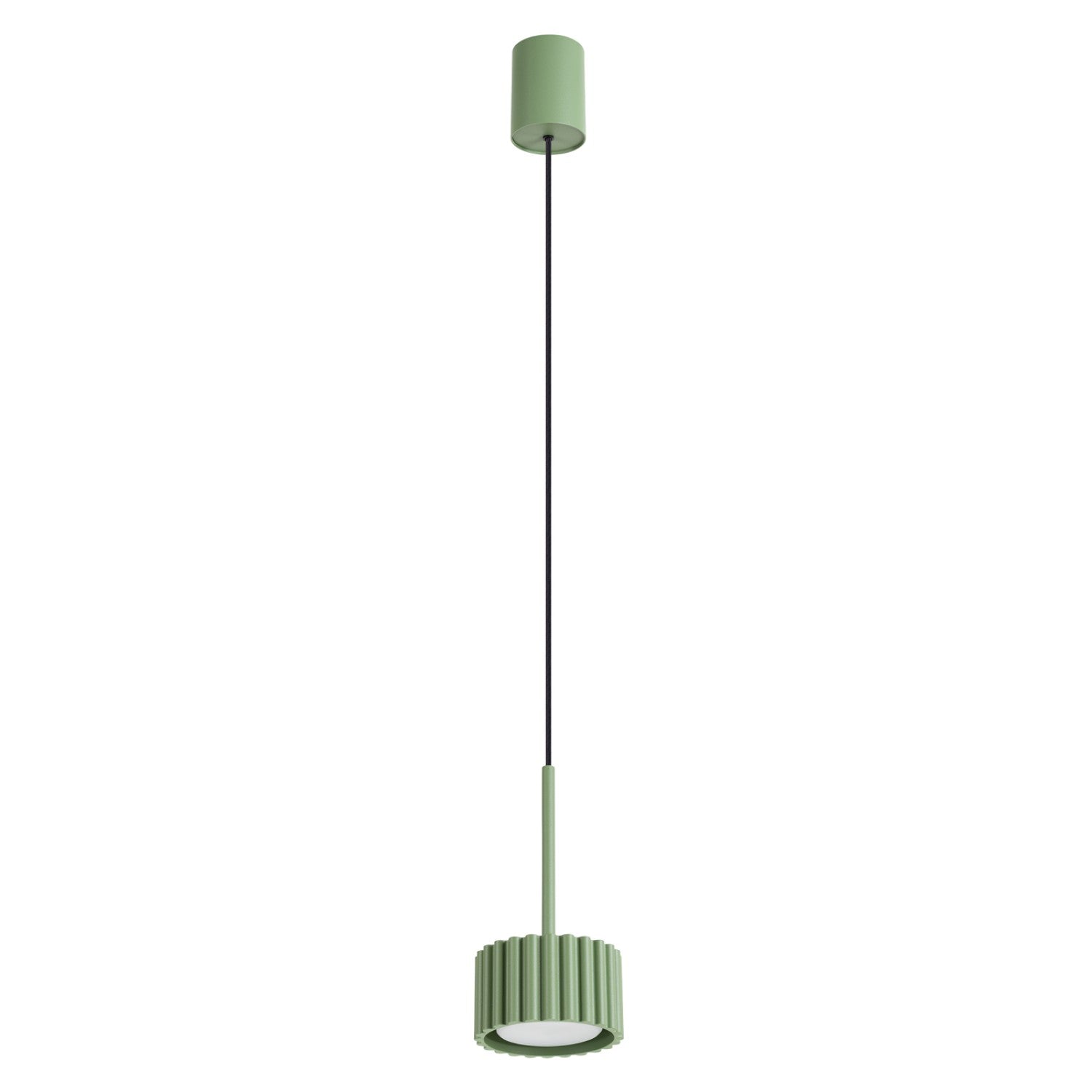 Suspension Moderne Vert Sauge Abat-jour Rainuré Rond 1xgx53 10w Aura Sollux Lighting