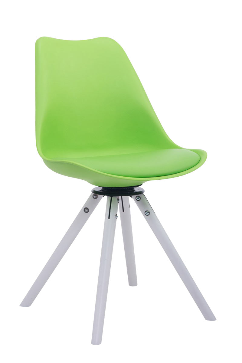 Chaise De Salle À Manger Pivotante En Similicuir Vert Plastique Et Pieds Forme Rond Bois Blanc Style Moderne 100008711