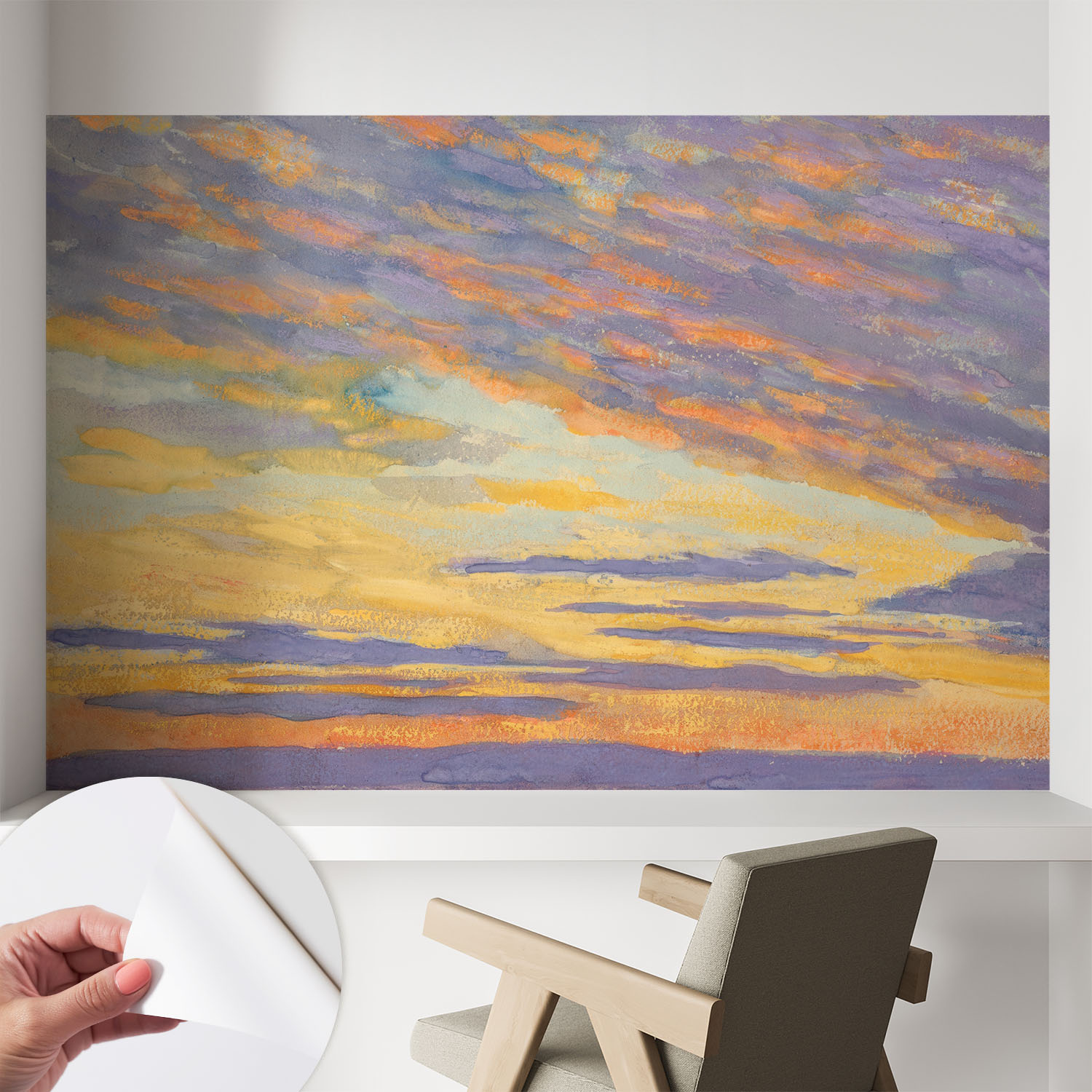 Papier Peint Adhésif Autocollant Pour Salon Chambre À Coucher Tendance Et Originale Ciel Pastel 104x70 Cm