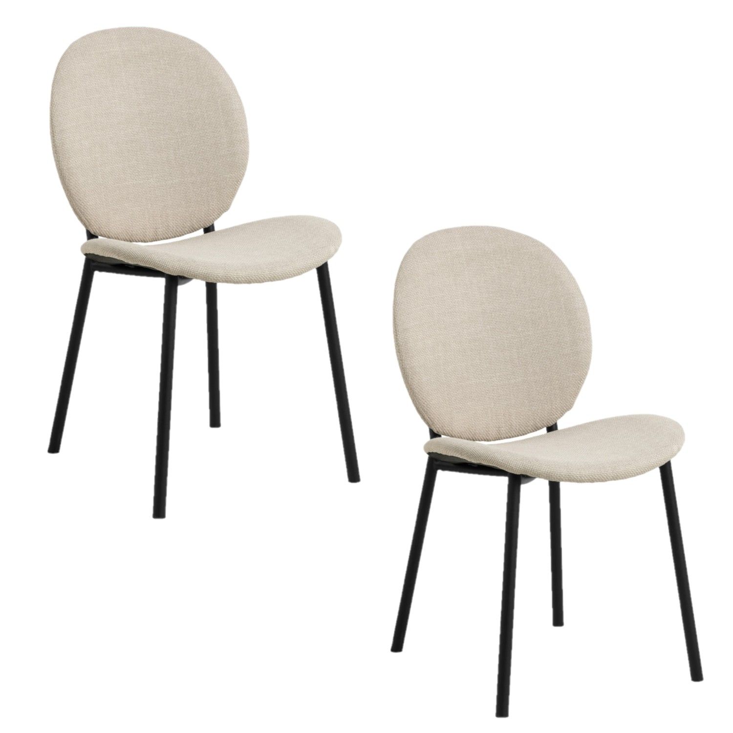 Lot De 2 Chaises De Salle À Manger En Tissu Et Acier Cliff