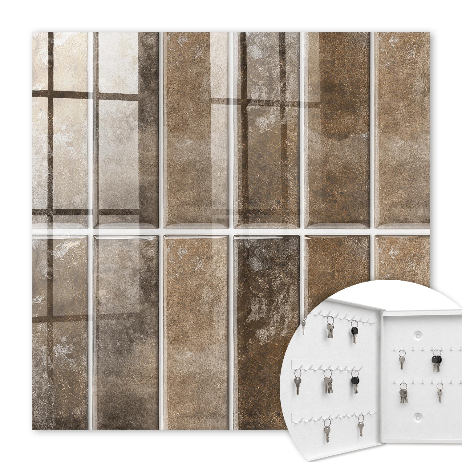 Armoire À Clés - (30 Cm X 30 Cm) - Boîte À Clés Murale - Coffret De Rangement Pour Clés - Couleur Blanche - Ouverture Vers La Gauche - Pour Maison Et Bureau - Carrelage Chaud