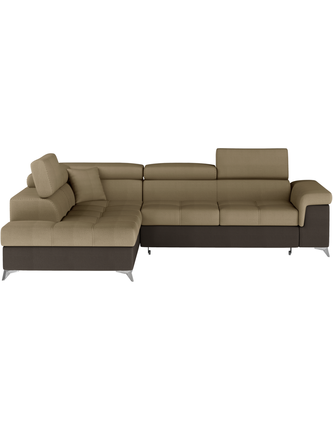 Canapé D'Angle Convertible Palazzo 4 Places Marron Clair Et Foncé - Angle Gauche Avec 1 Coussin