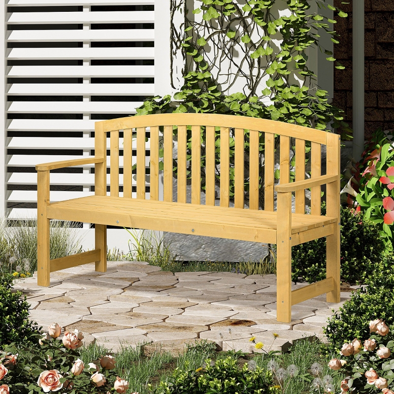 Redom Banc De Jardin 2 Places 143x51x85 Cm, Dossier Ergonomique, Résistant Aux Intempéries, Bois, Orange