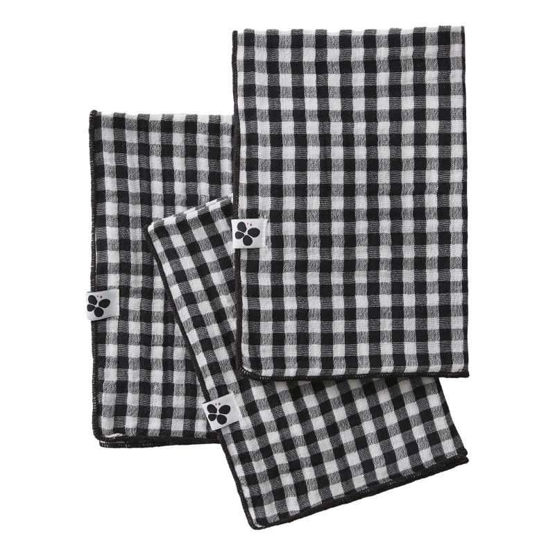 Lot De 3 Serviettes De Table "vickie" 40 X 40 Cm Tissé Teint "gaze De Coton" L'Effet Papillon - Vickie Truffe -