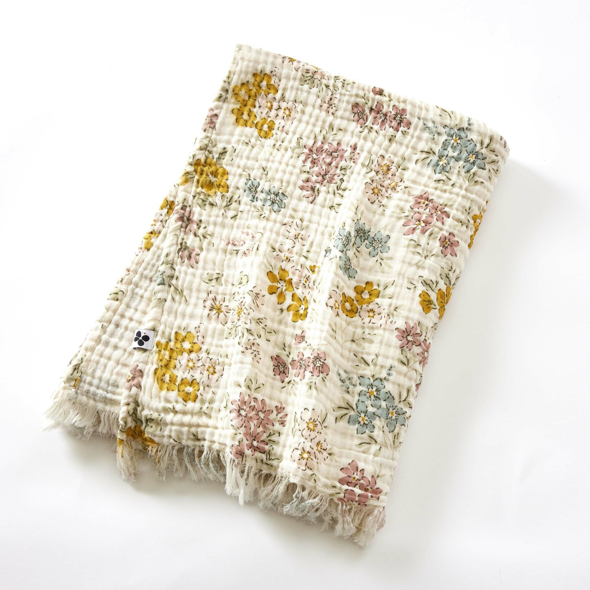 Plaid 130 X 160 Cm Quadruple Gaze De Coton Fleurie - Ava
