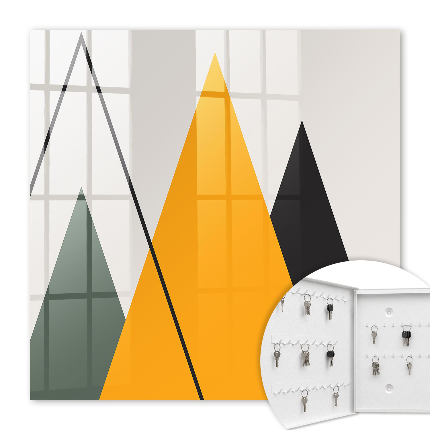 Armoire À Clés - (30 Cm X 30 Cm) - Boîte À Clés Murale - Coffret De Rangement Pour Clés - Couleur Blanche - Ouverture Vers La Gauche - Pour Maison Et Bureau - Composition Moderne