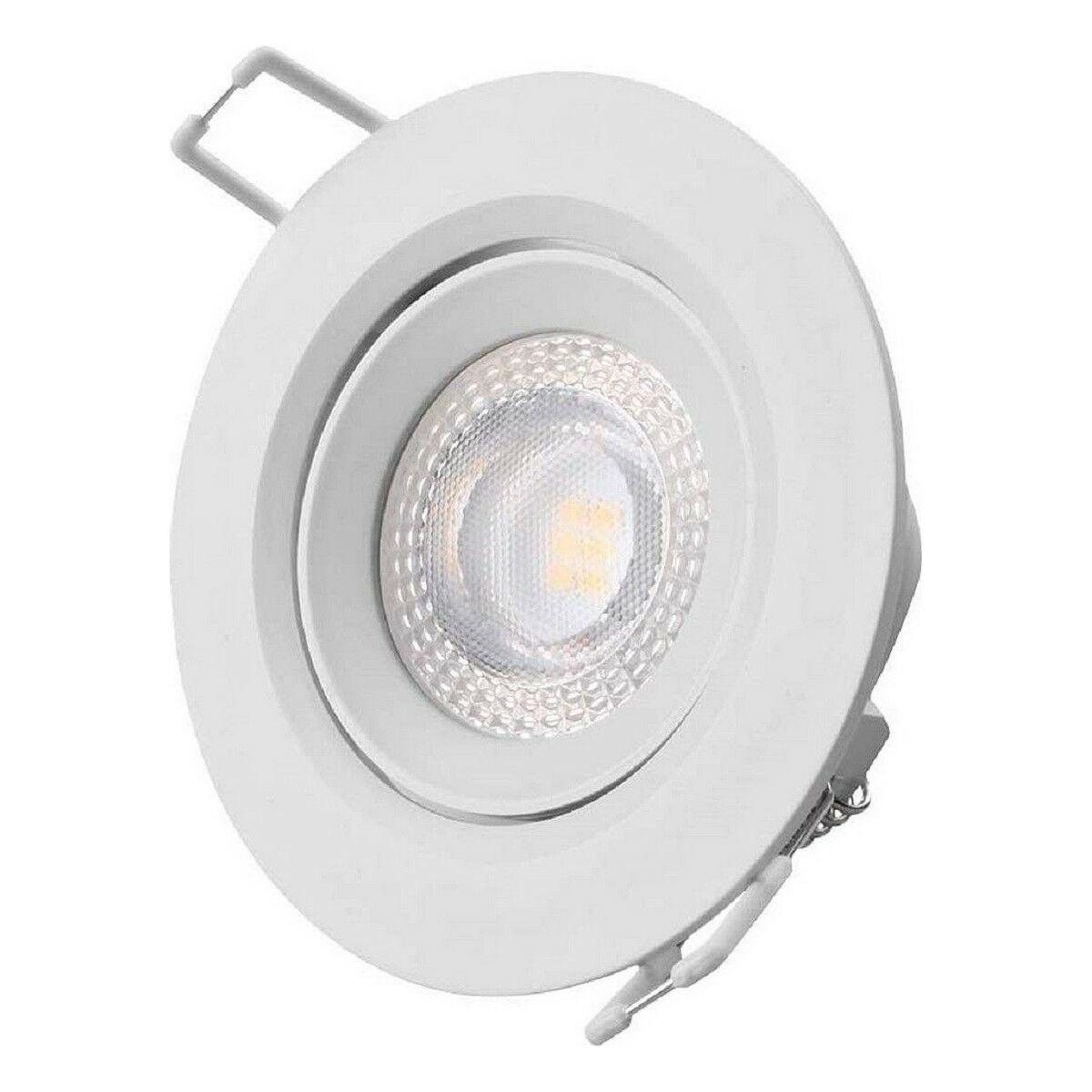 Downlight Led Encastré Rond 5w 4000k Lumière Du Jour Cadre Blanc Ø9cm Edm