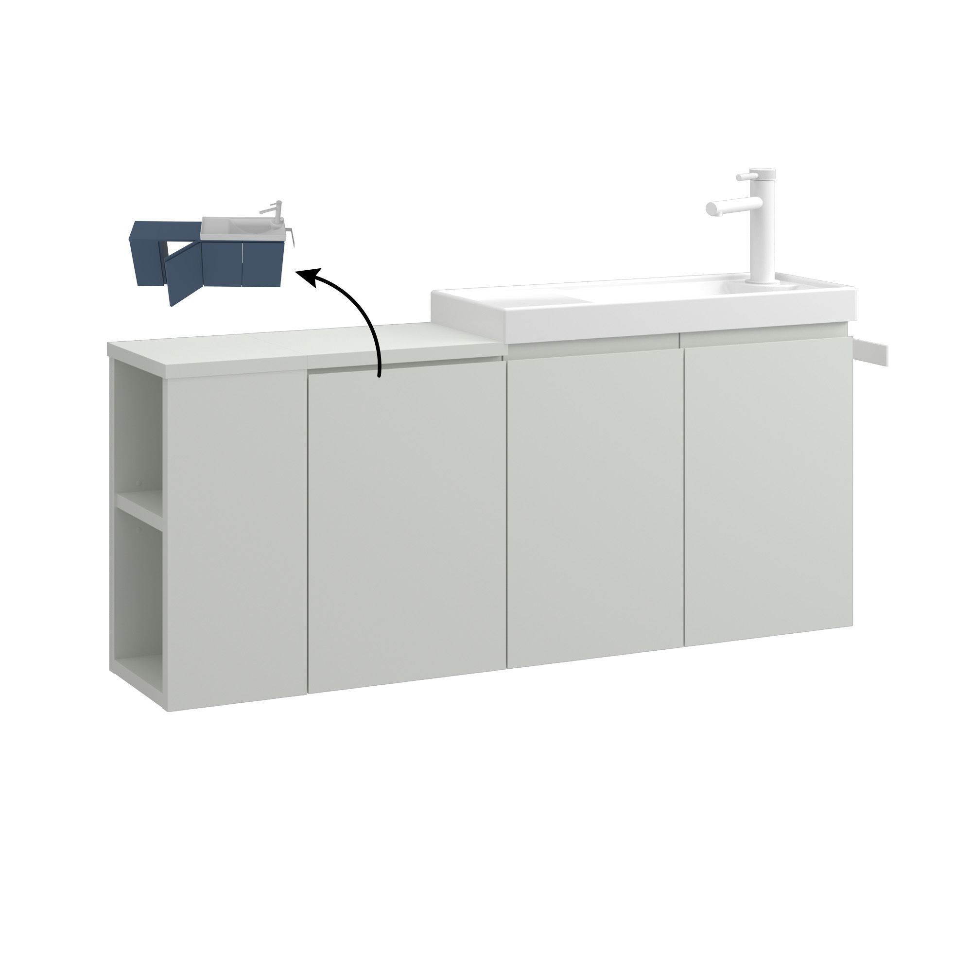 Meuble Vasque "ferla 110" - 110 X 22 X 45 Cm - Matte Cashmere