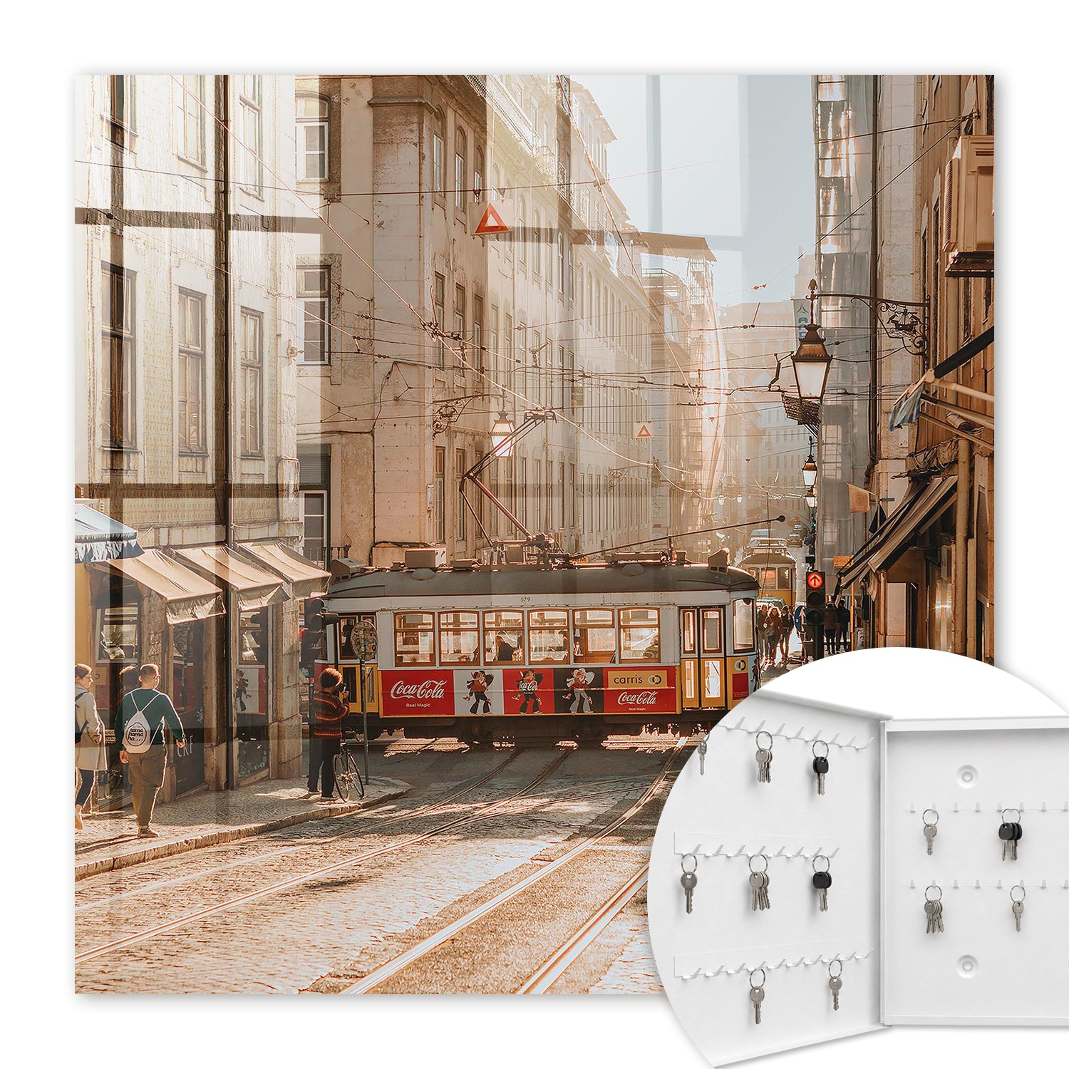 Armoire À Clés - (30 Cm X 30 Cm) - Boîte À Clés Murale - Coffret De Rangement Pour Clés - Couleur Blanche - Ouverture Vers La Gauche - Pour Maison Et Bureau - Matinée En Ville