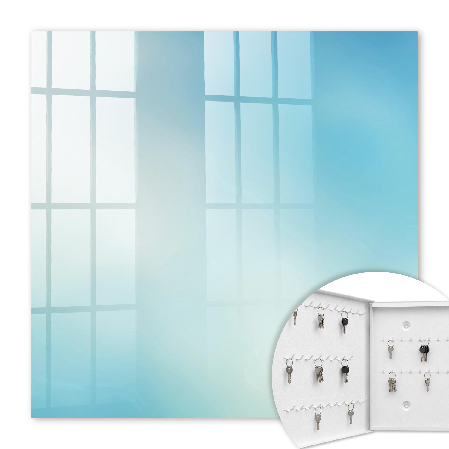 Armoire À Clés - (30 Cm X 30 Cm) - Boîte À Clés Murale - Coffret De Rangement Pour Clés - Couleur Blanche - Ouverture Vers La Gauche - Pour Maison Et Bureau - Rêve Céleste