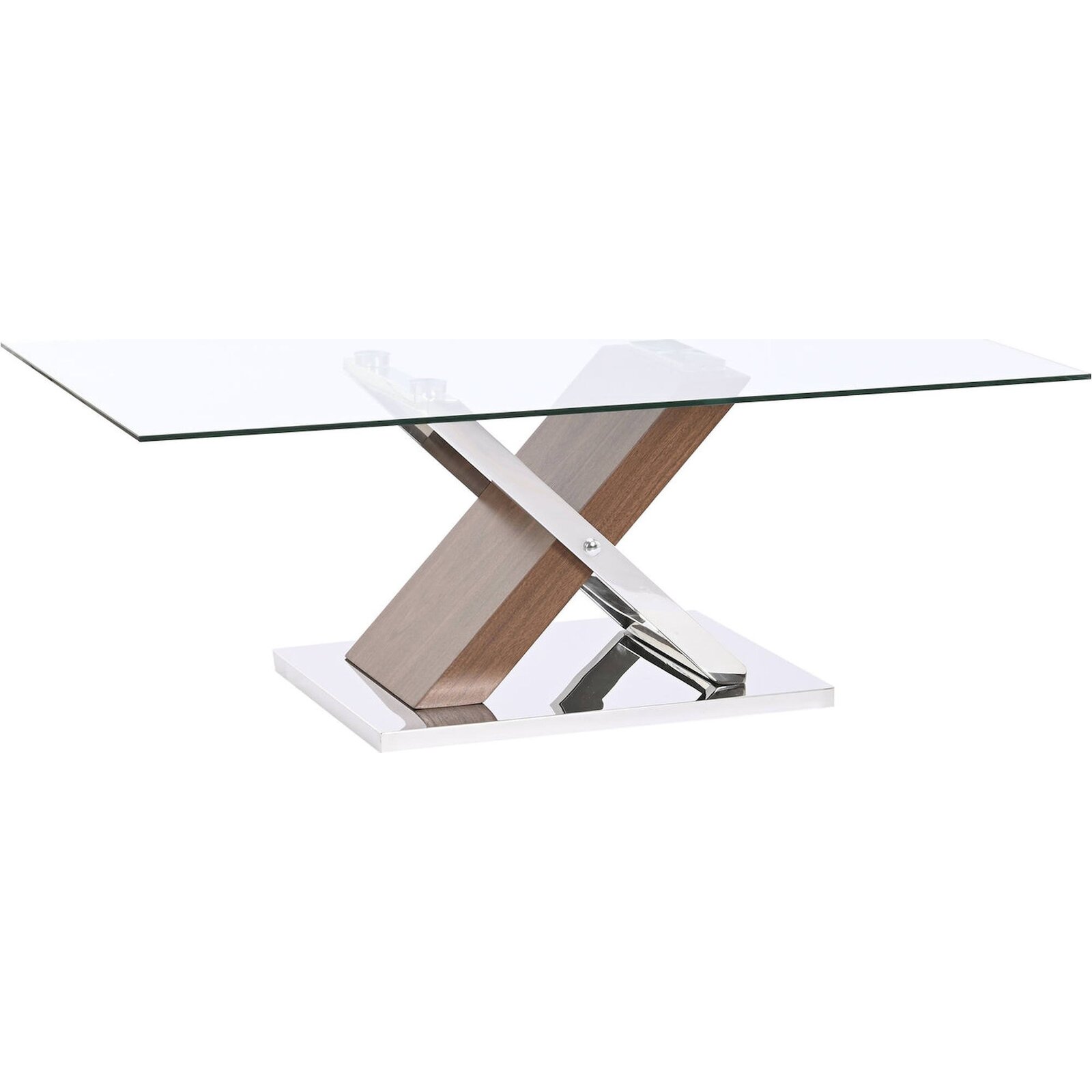 Table Basse Élégance Moderne Finition Bois Et Acier - Brun Foncé Avec Accents Argentés