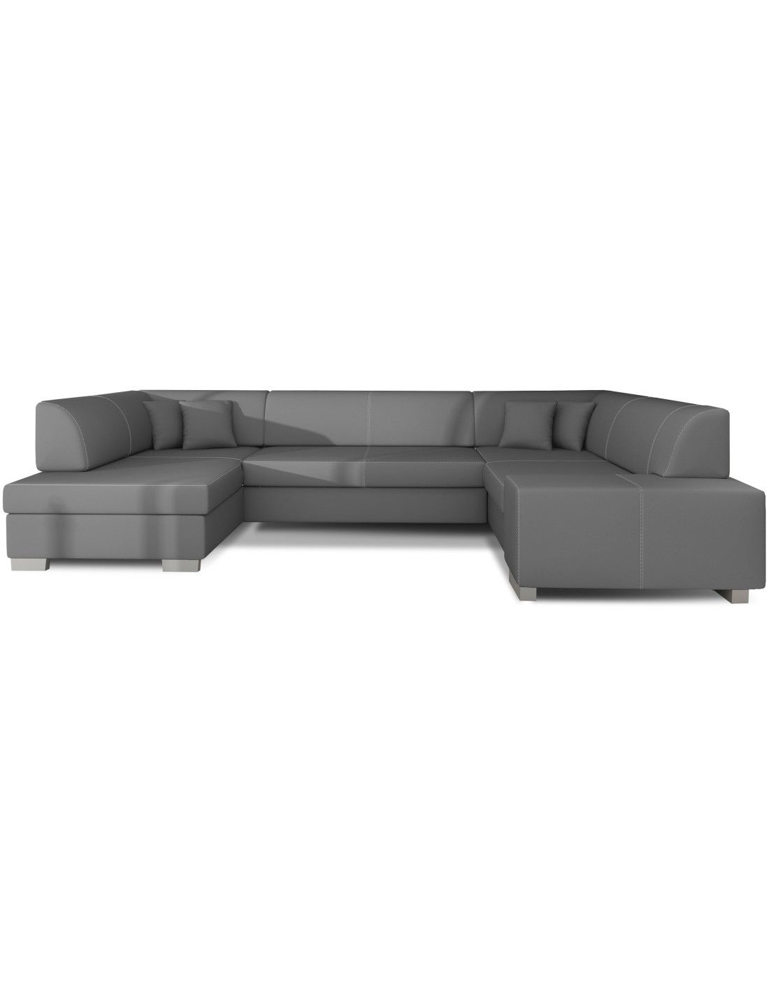 Canapé Panoramique En U Gris Convertible 6 Places Havane Couchage 125x280cm