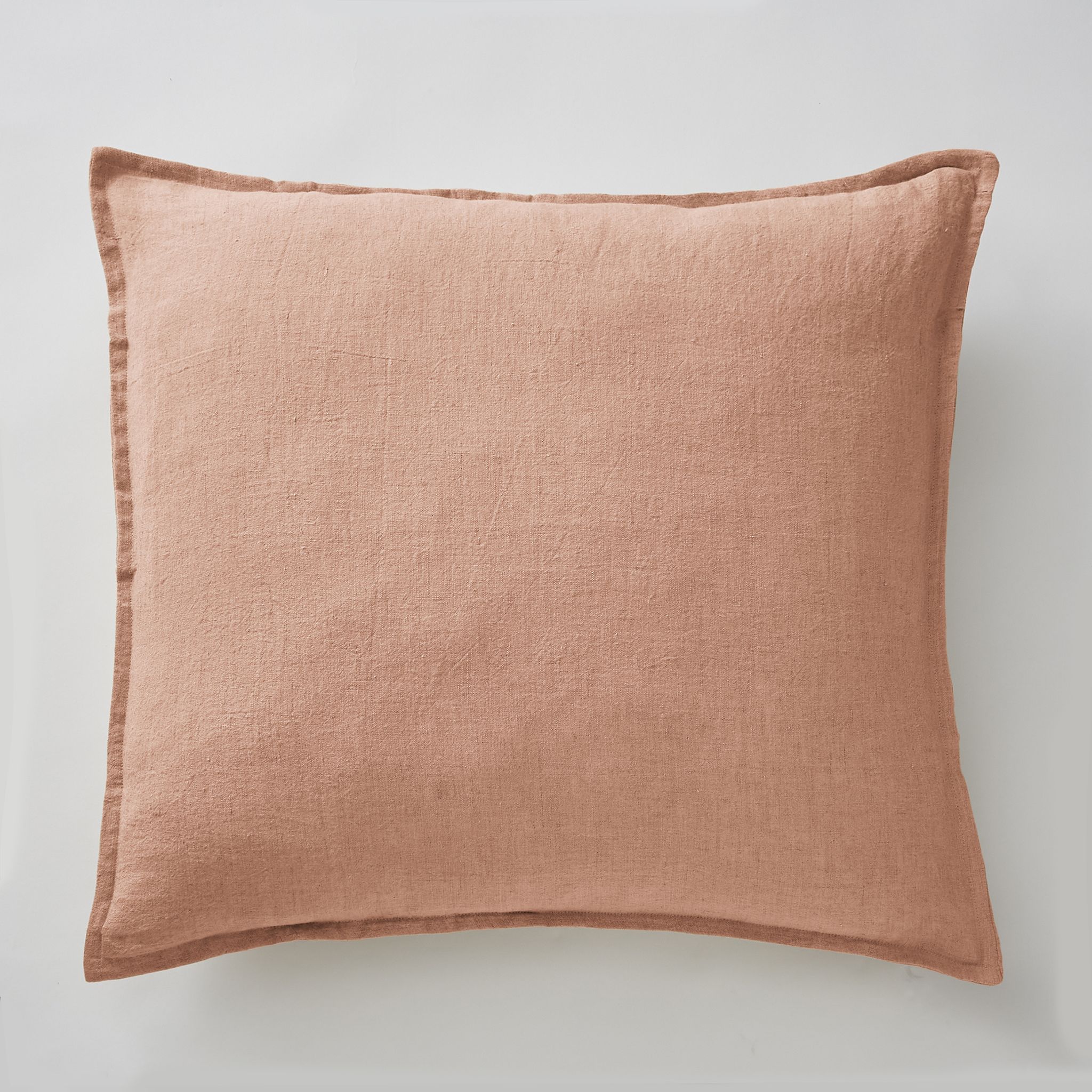Taie D'oreiller 60 X 60 Cm - Lin Lavé Français Luxe Soline - Vieux Rose