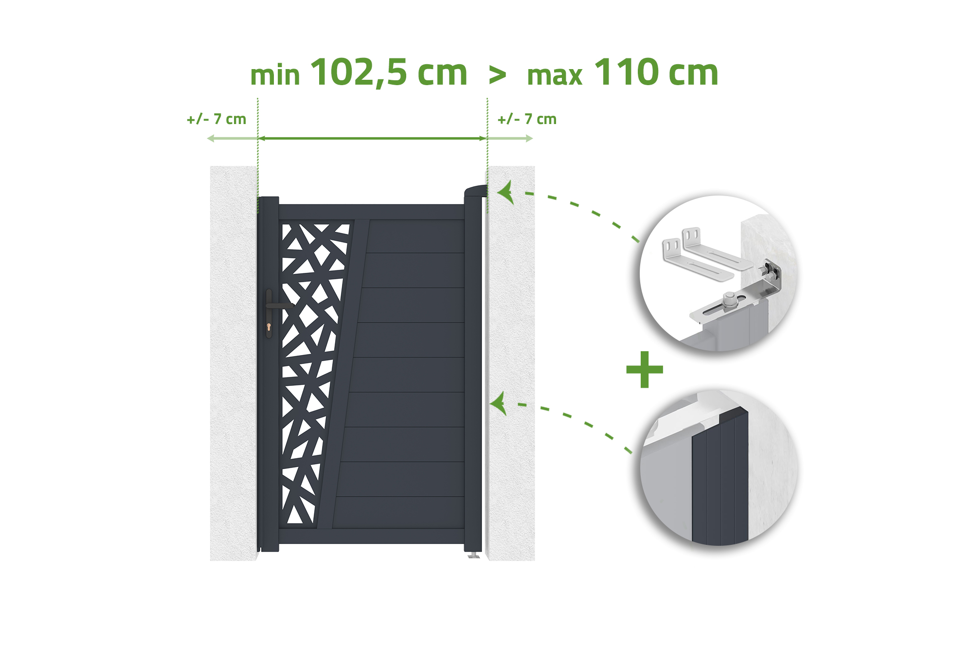 Portillon Ajustable En Largeur 1m Cervina Ruivo H.160cm Aluminium Gris