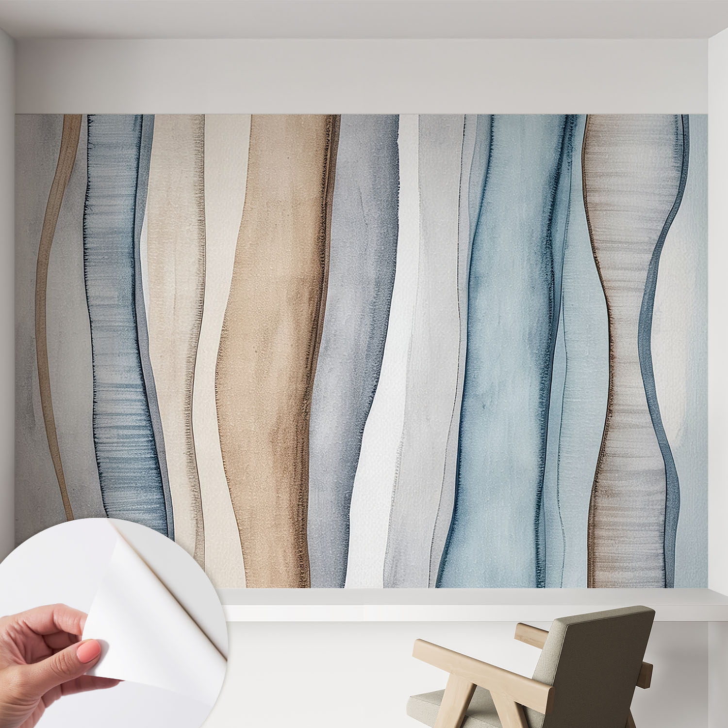 Papier Peint Adhésif Avec Colle Pour Décoration Moderne De Salon Chambre À Coucher Cuisine Et Bureau Facile Rayures Abstraites 152x104 Cm