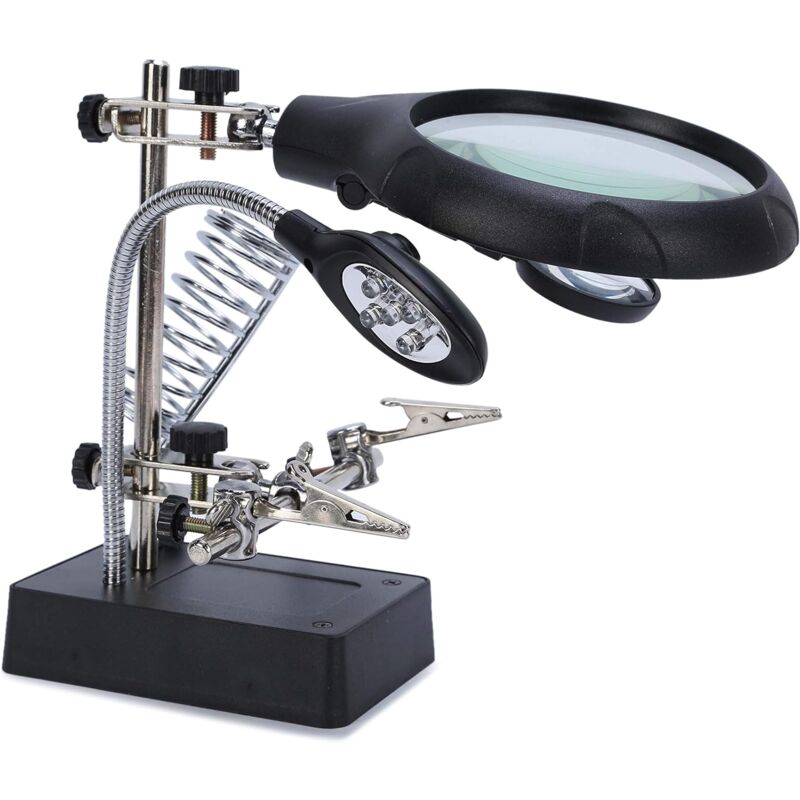 Loupe De Support Loupes 5 Leds Fer À Souder Multifonctionnel Troisième Main Pour Ingénieur Électronique Horloger Montre Réparation Soudure