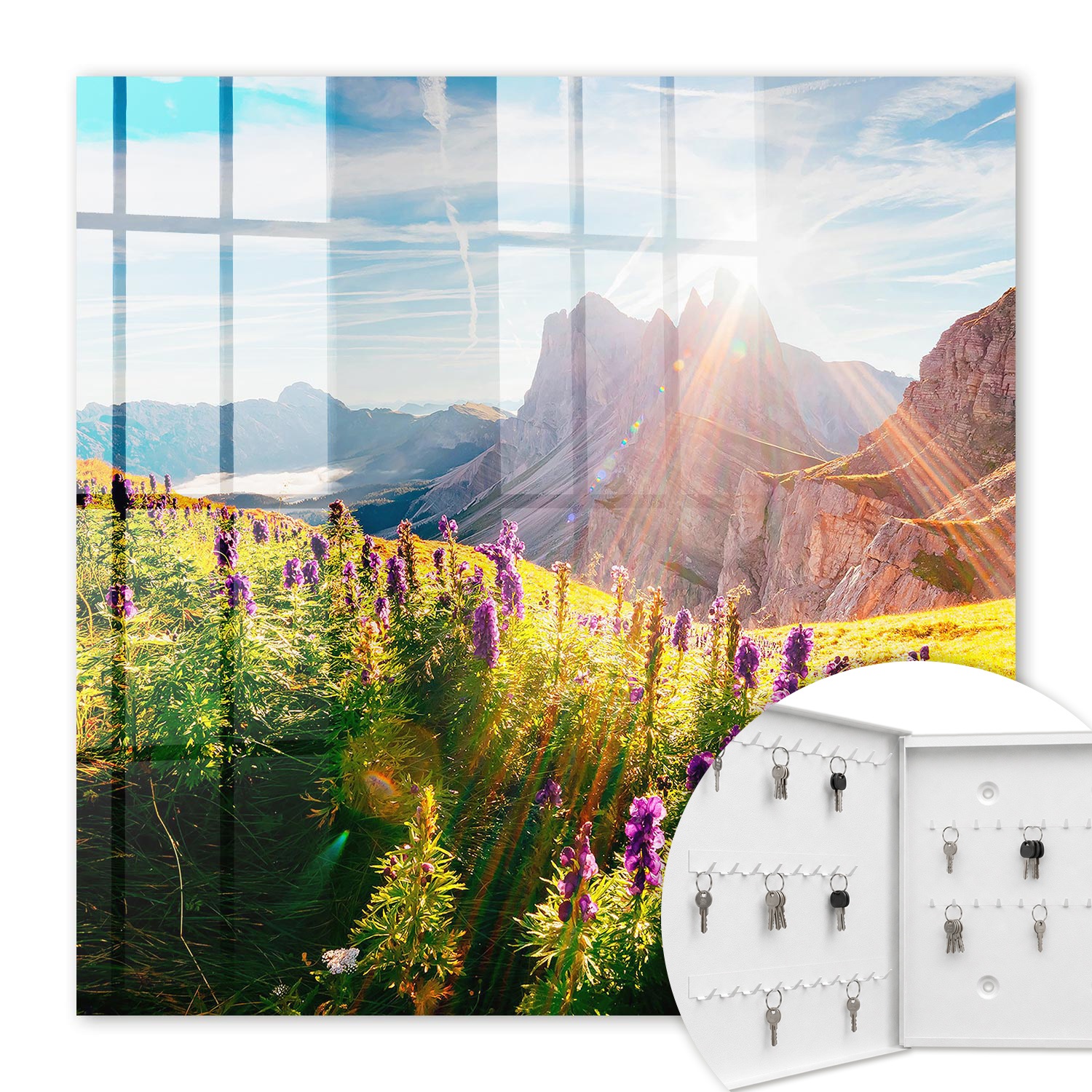 Armoire À Clés - (30 Cm X 30 Cm) - Boîte À Clés Murale - Coffret De Rangement Pour Clés - Couleur Blanche - Ouverture Vers La Gauche - Pour Maison Et Bureau - Idylle Montagnarde