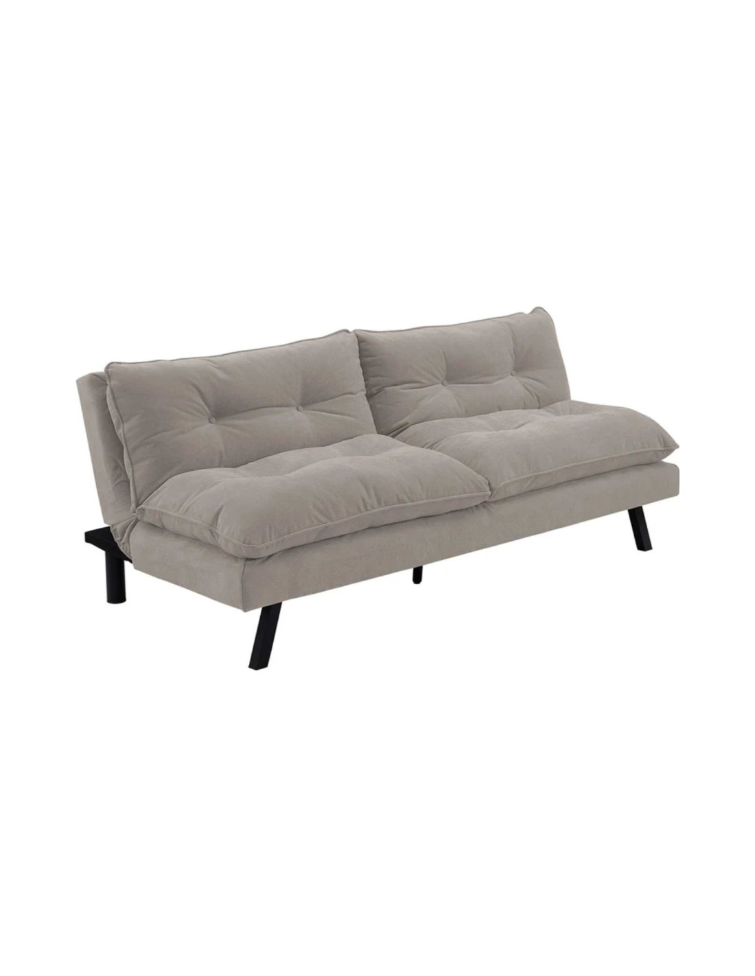 Canapé Convertible Azena 3 Places En Tissu Chenille - Beige Et Noir - 190 X 80 X 90 Cm