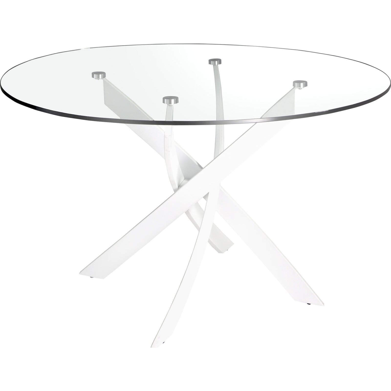 Table À Dîner Verre Trempé Design Moderne Angel Cerda - Verre Transparent Avec Pieds Blanc Laqué