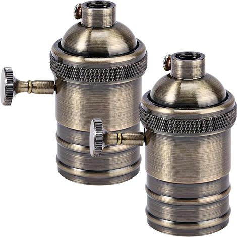 Lot De 2 Douilles De Lampe Vintage En Aluminium: 220 V E27 Bronze Avec Interrupteur Rotatif, Adaptateur Pour Plafonnier Led Ampoule Décoration Rétro Accessoires De Scène Bar