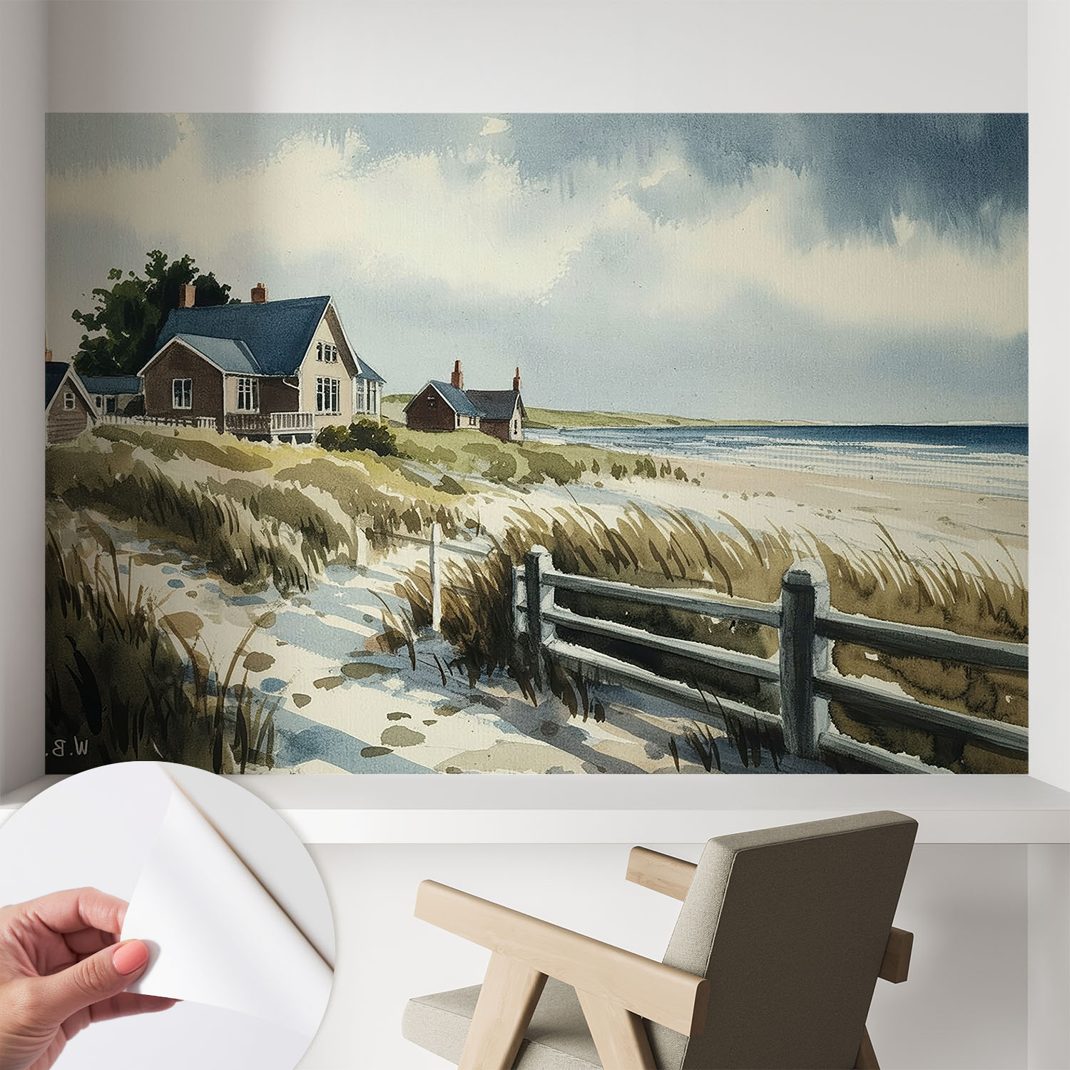 Papier Peint Adhésif Décoratif Pour Chambre Et Salon Design Moderne À Poser Facilement Dunes De Plage 104x70 Cm