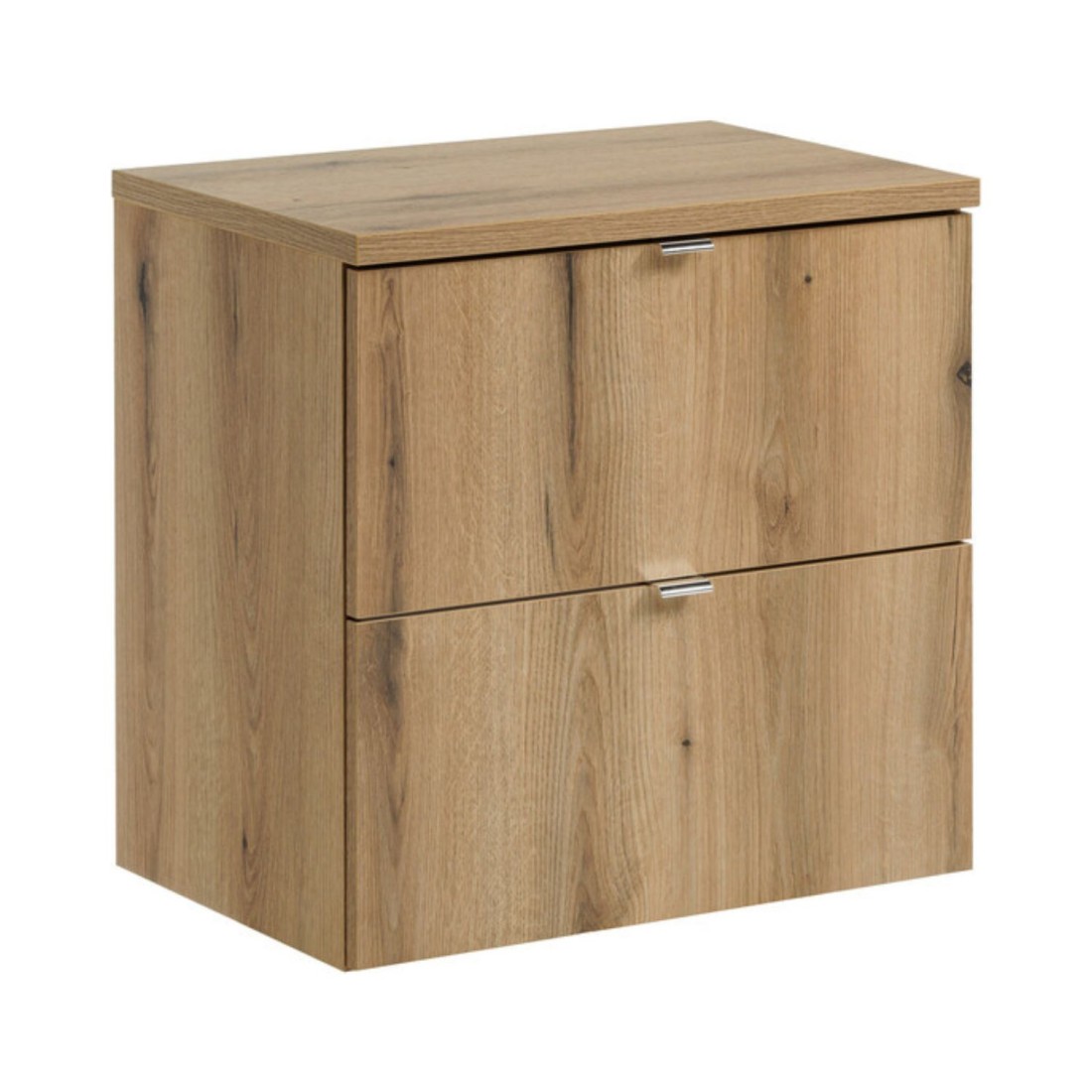 Ensemble De Salle De Bain Suspendu Vano Aspect Chêne 60cm: Meuble Sous Vasque À Tiroirs + Plan Pour Vasque