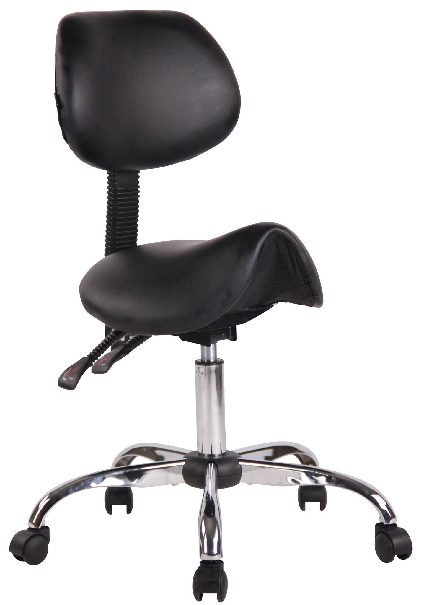 Tabouret De Travail Avec Assise En Forme De Selle Cheval Ajustable Et Pivotant Pvc Noir Tabo10074