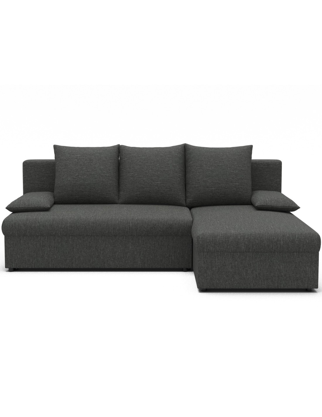 Canapé D'Angle Gris Foncé 3 Places Assise Profonde 206x90x146cm Gina