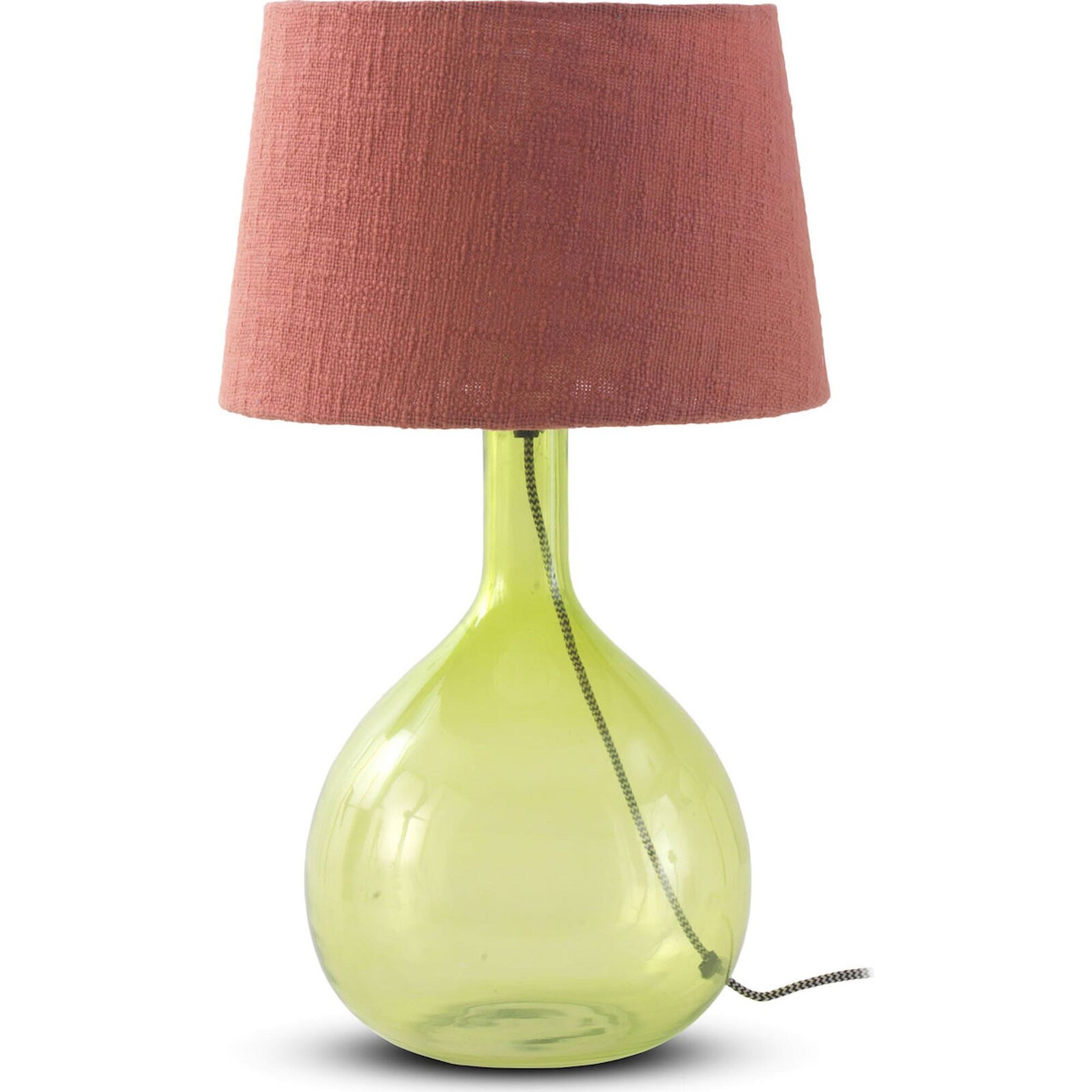 Lampe De Table En Verre Vert Abat Jour Terracotta Élégant - Vert Cristal Et Terracotta