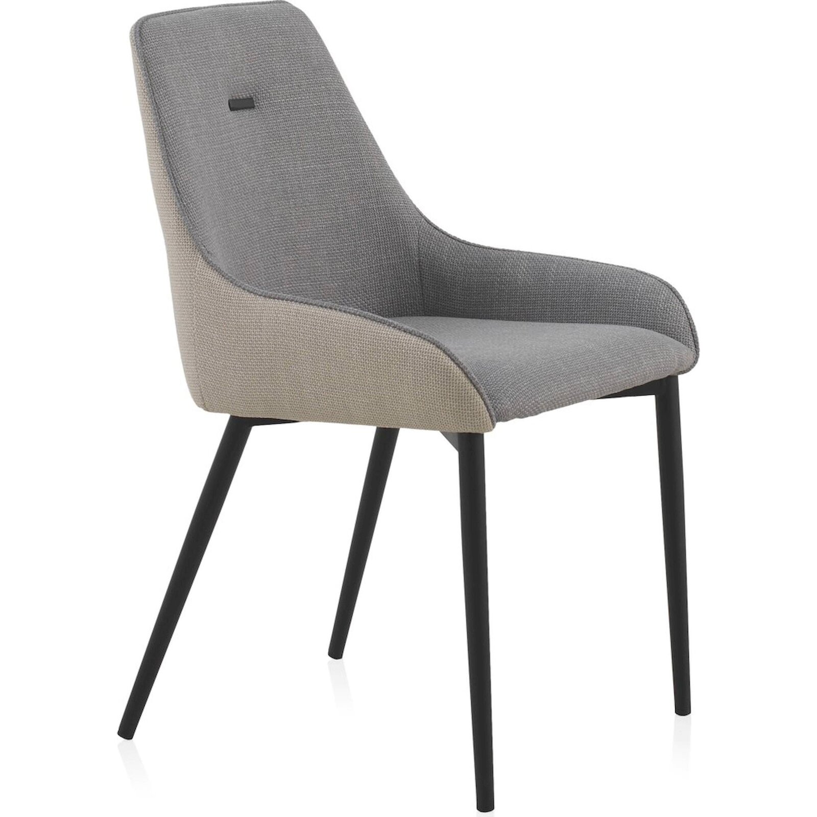 X4 Chaises Tapissée Bicolore Beige Et Gris Pieds Métal Noir - Gris Et Beige Bicolore