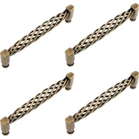 4x Poignées De Porte Cuisine Creux Vintage Avec Vis Boutons Pour Meubles Armoires Commodes - Bronze/128mm