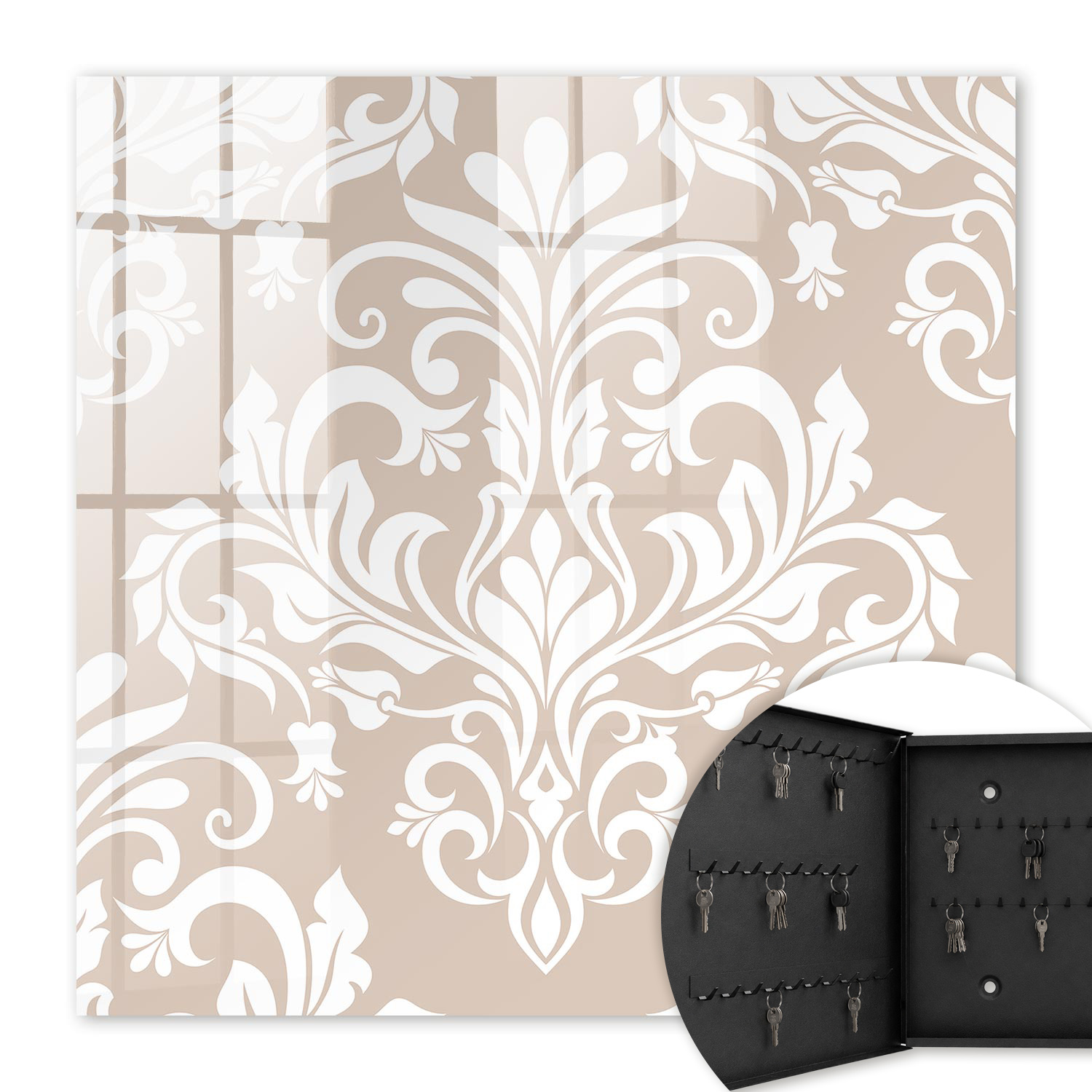 Armoire À Clés - (30 Cm X 30 Cm) - Boîte À Clés Murale - Coffret De Rangement Pour Clés - Couleur Noire - Ouverture Vers La Gauche - Pour Maison Et Bureau - Symétrie Élégante