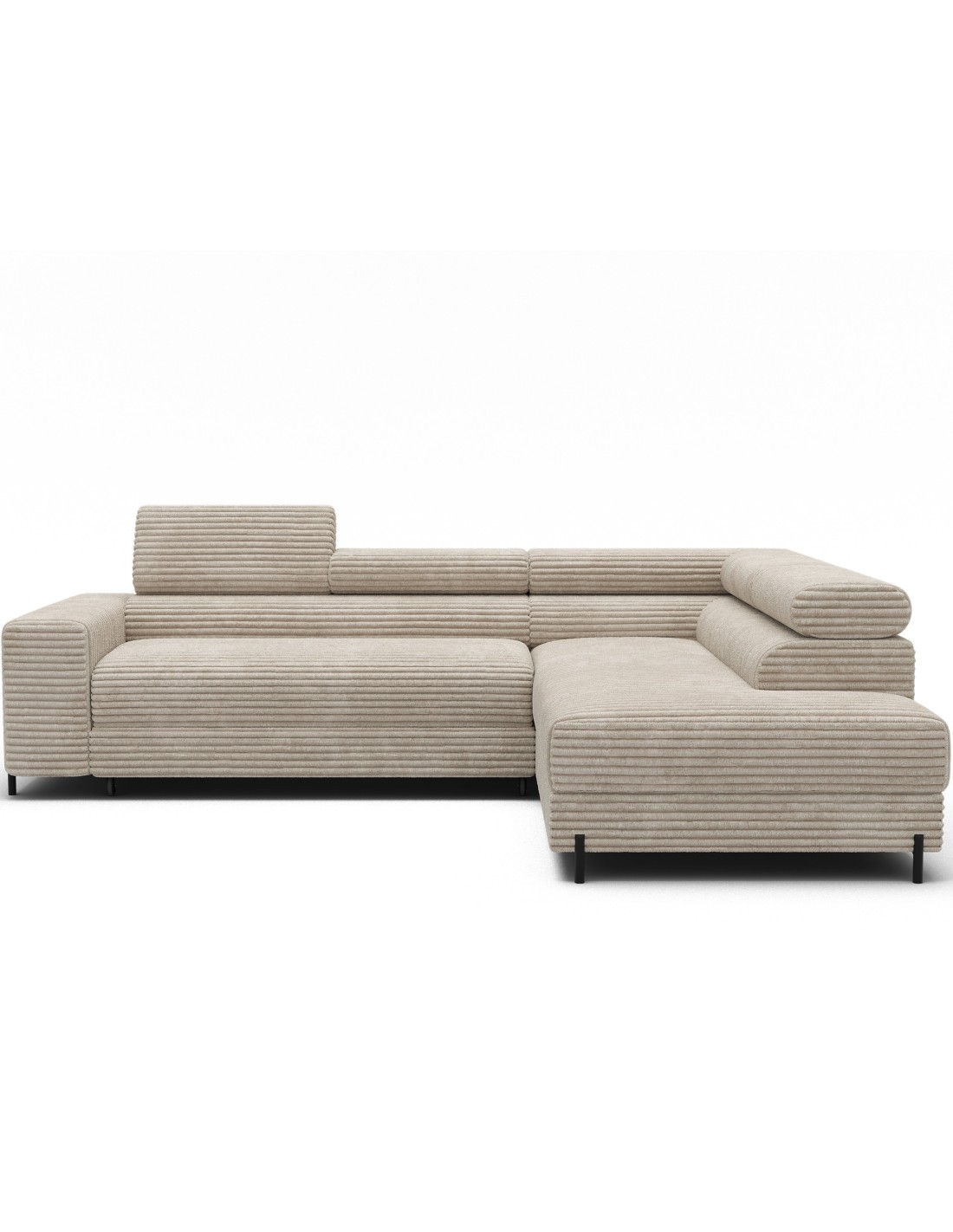 Canapé D'Angle Colesia Convertible 5 Places Gris Foncé Velours Côtelé - Droit - 274x200cm