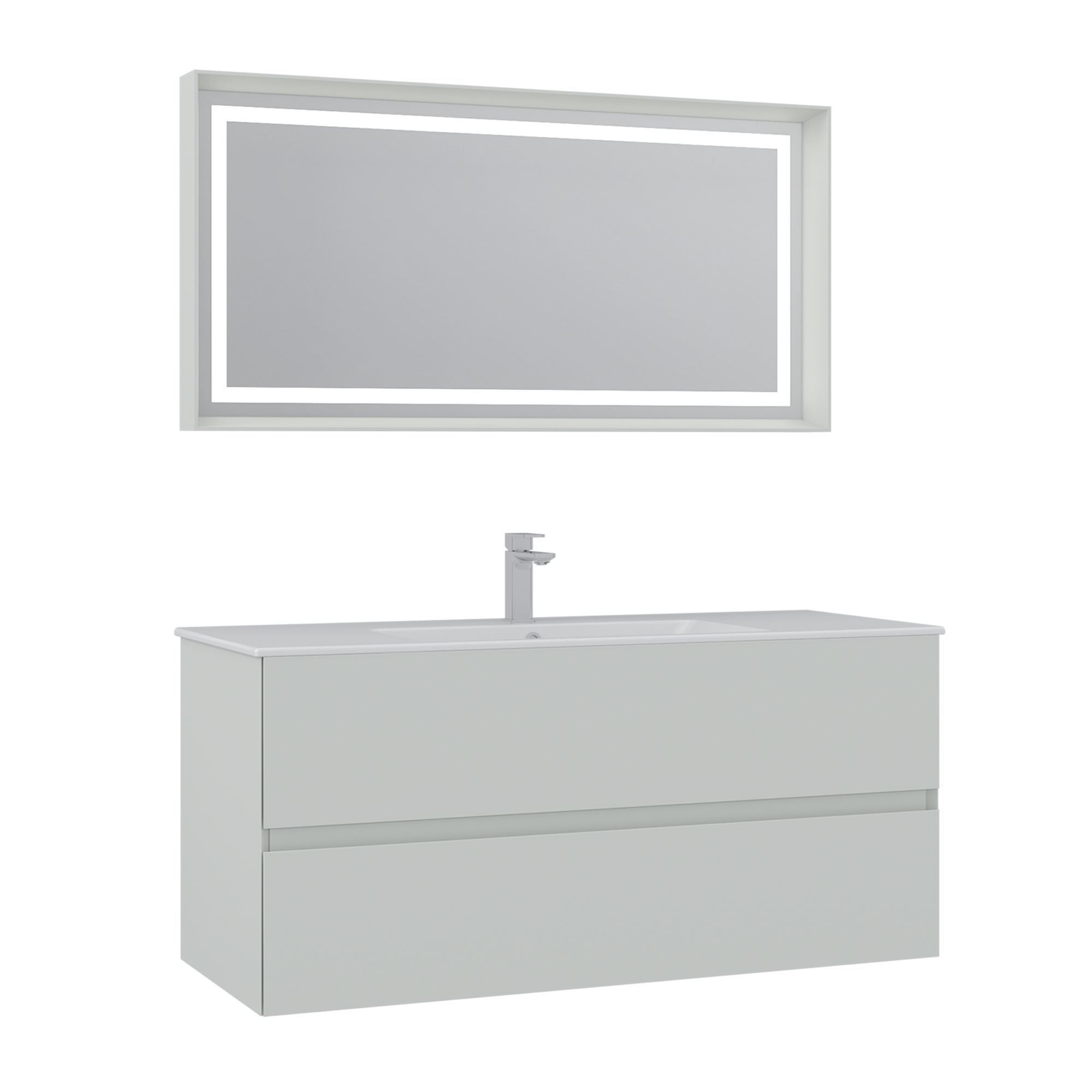 Meuble Avec Simple Vasque Et Miroir "nest 121 V2" - 121 X 51 X 55 Cm - Matte Cashmere