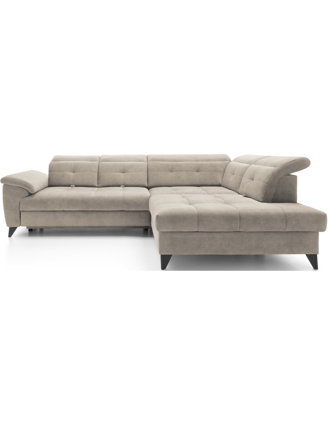 Canapé D'Angle Beige 5 Places Angle Droit Lit D'Appoint Inferno