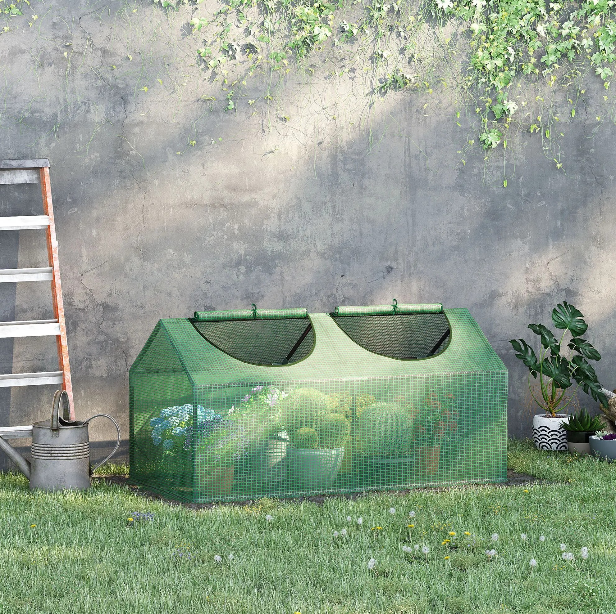 Mini Serre De Jardin Avec Fenêtre, Bâche Pe Et Structure En Acier, 120 X 60 X 60 Cm, Vert