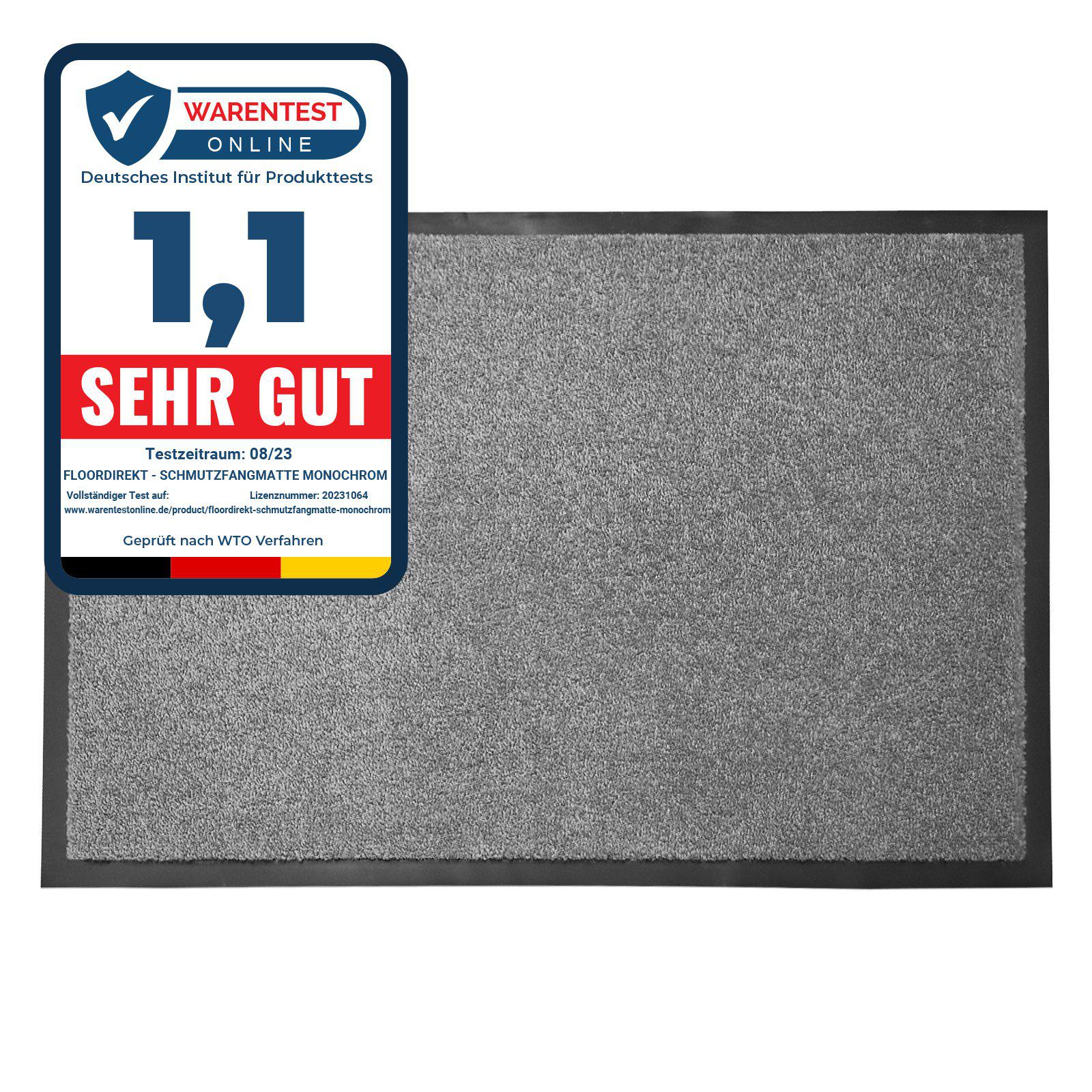 Tapis De Porte Paillasson D'Entrée Monochrom Gris Argent 40 X 60 Cm