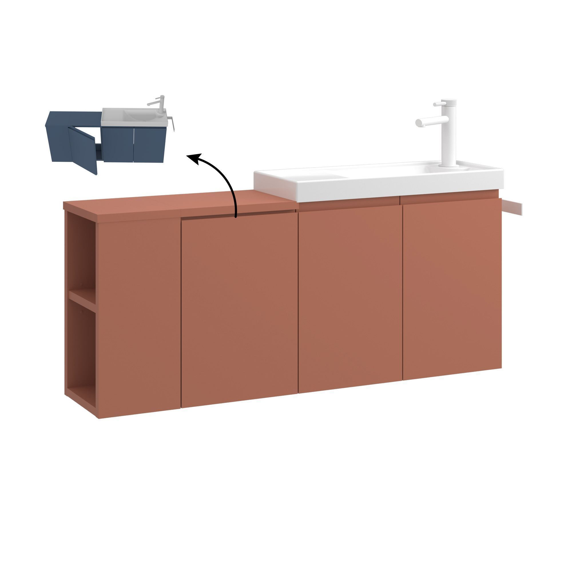 Meuble Vasque "ferla 110" - 110 X 22 X 45 Cm - Matte Cinnamon