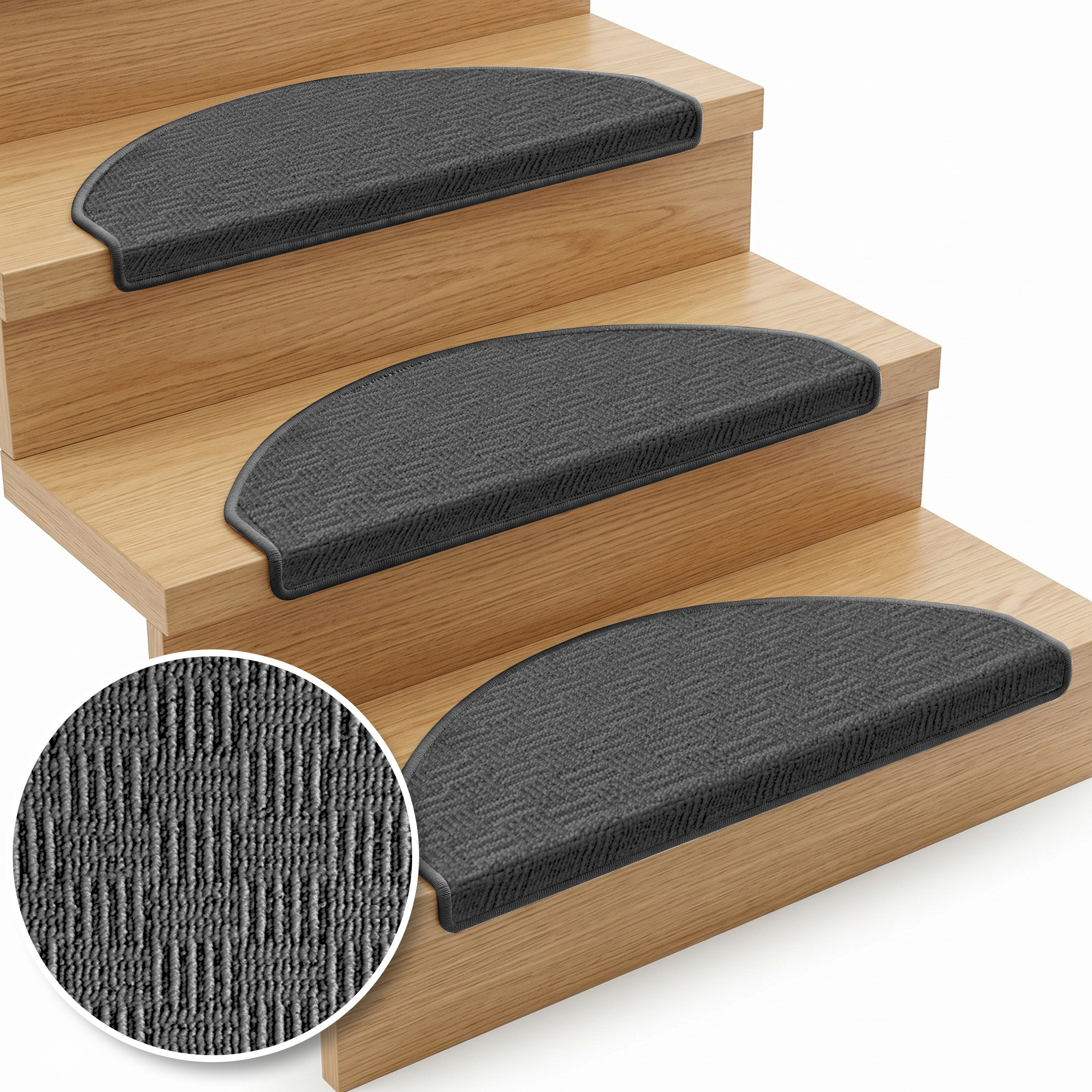 Tapis De Marche Monaco Demi-rond Anthracite