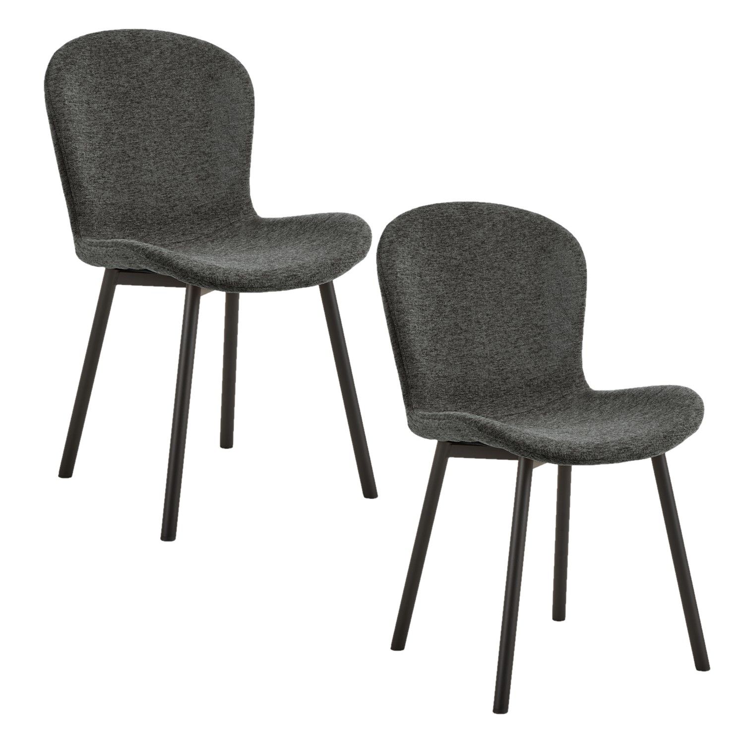 Lot De 2 Chaises De Salle À Manger En Tissu Et Acier Esra