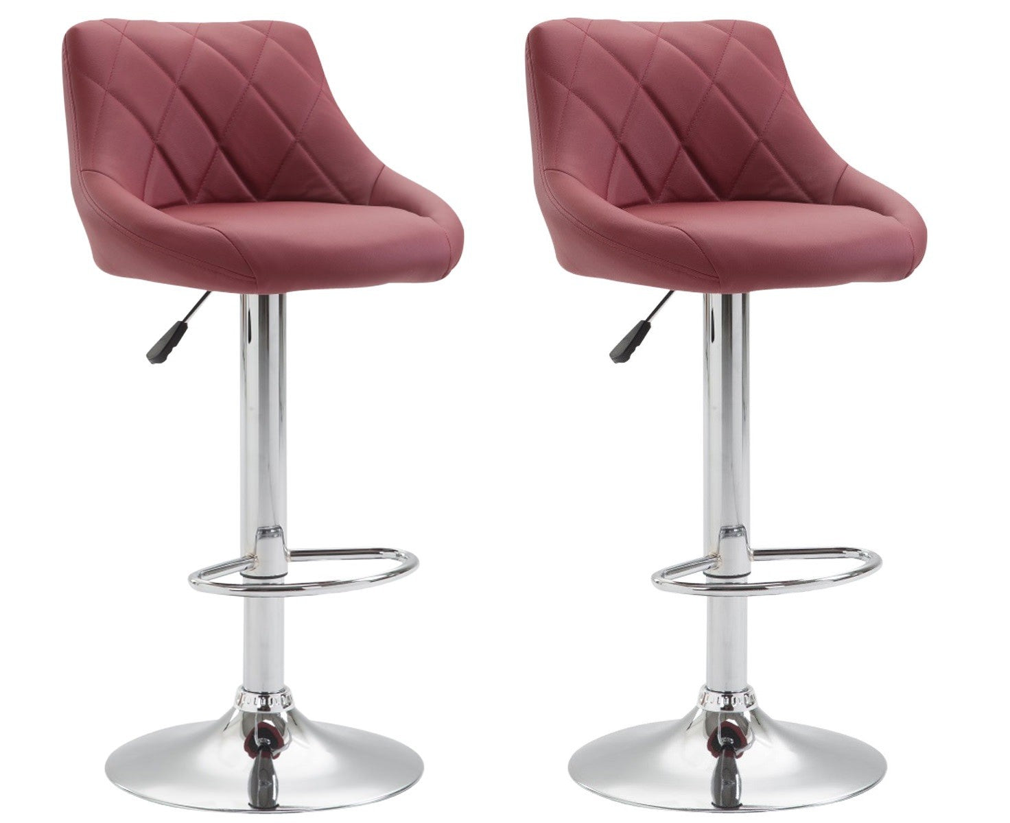 2x Tabourets De Bar En Synthétique Bordeaux Pivotant Avec Repose-pieds Tdb10077
