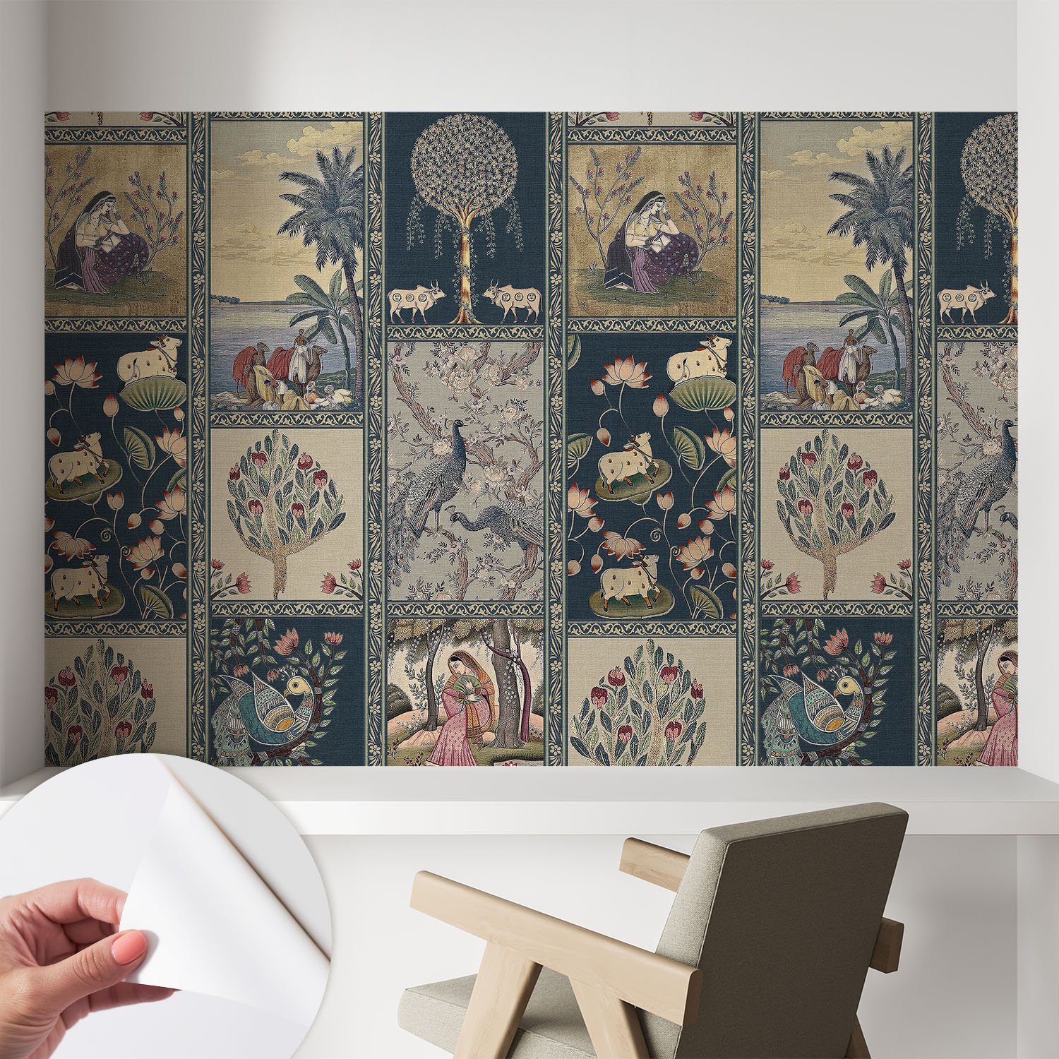 Papier Peint Autocollant Adhésif Avec Motifs Pour Salon Et Chambre Accessoire Stylé Pour Votre Intérieur Scène Romantique 104x70 Cm