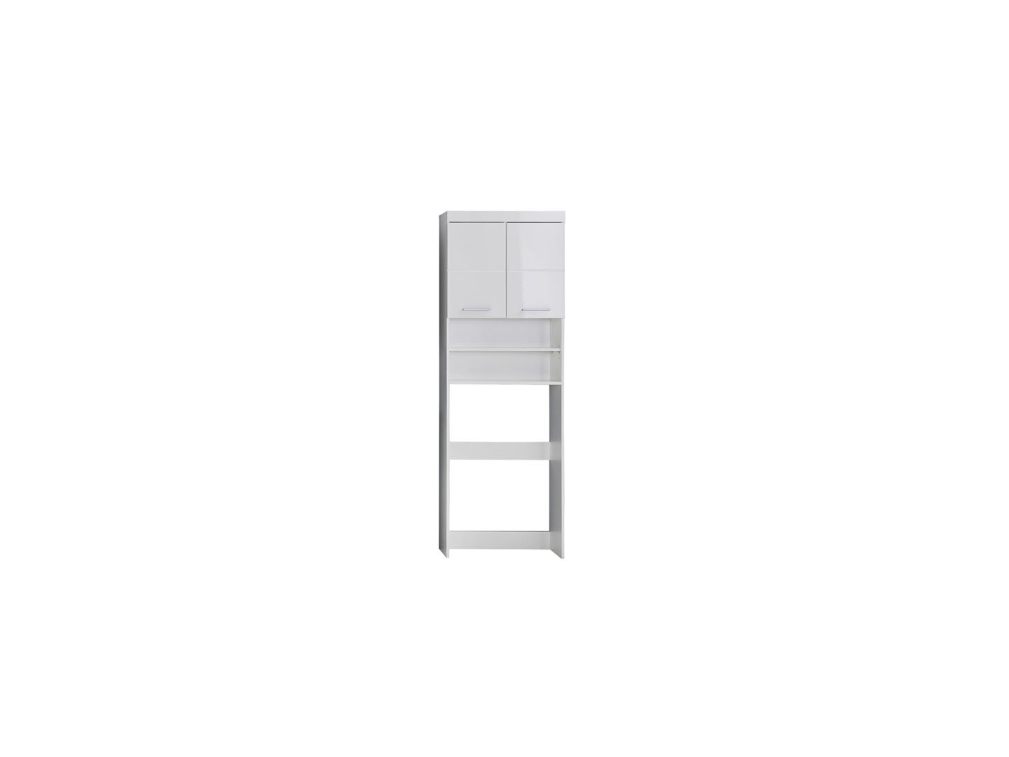 Trendteam - Amandamandobea Armoire De Toilette Avec Miroir Pour Machine À Laver, 2 Portes, 2 Compartiments Ouverts, Blanc, Blanc Brillant.