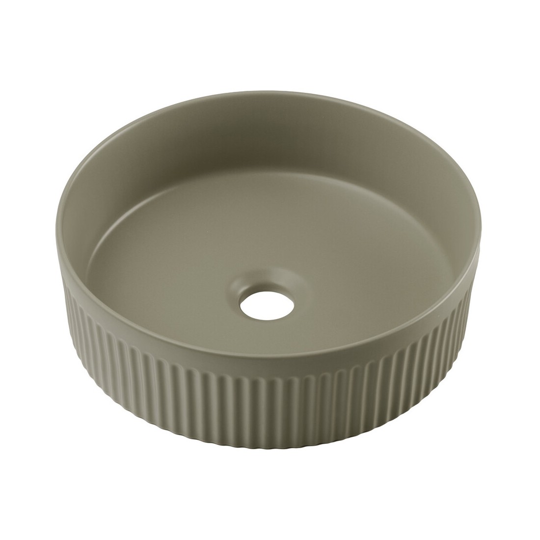Vasque À Poser Ronde 36 Cm En Céramique Vert Olive Mate