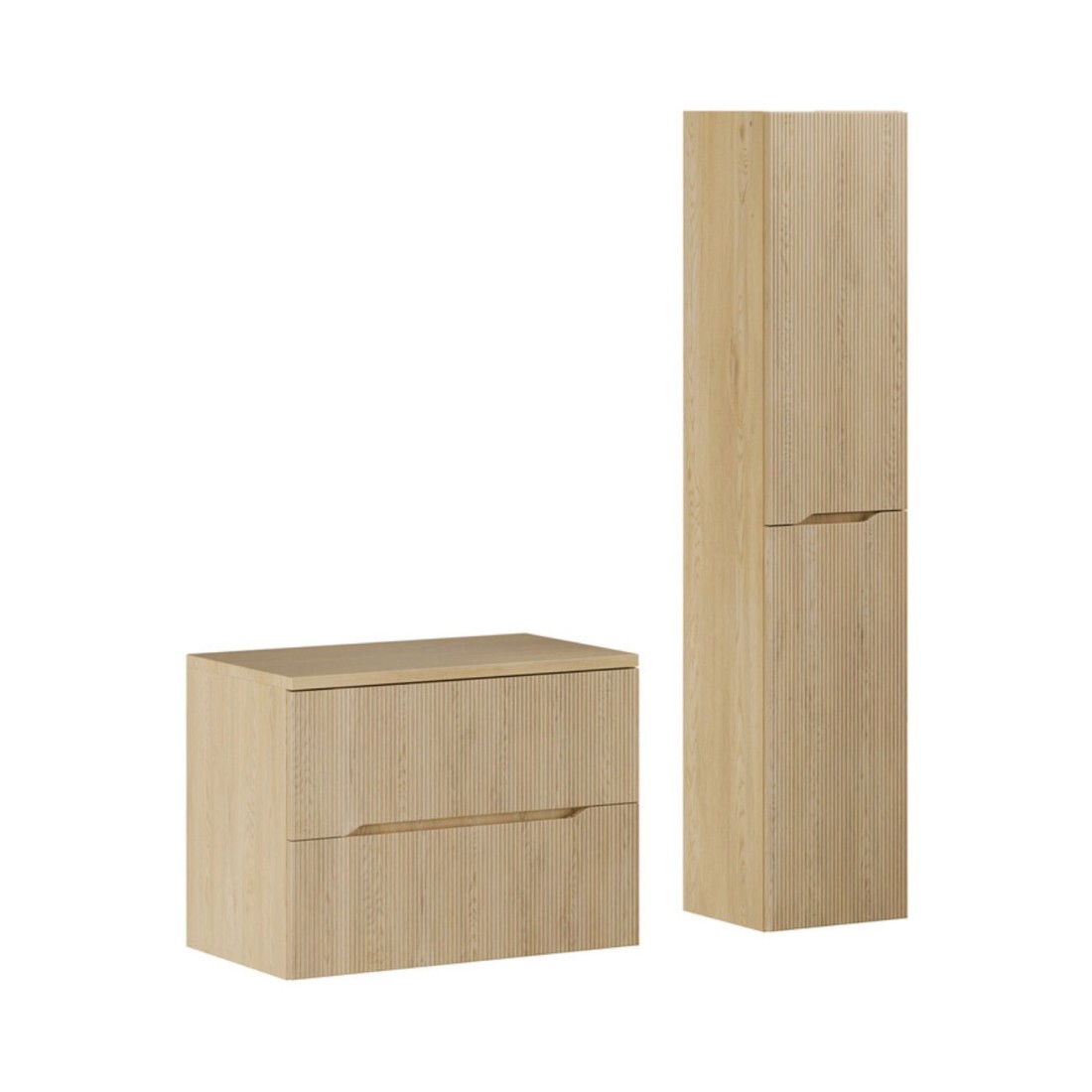 Ensemble De Salle De Bain Suspendu Natura 115cm: Meuble Sous Vasque 80cm + Plan Pour Vasque + Colonne